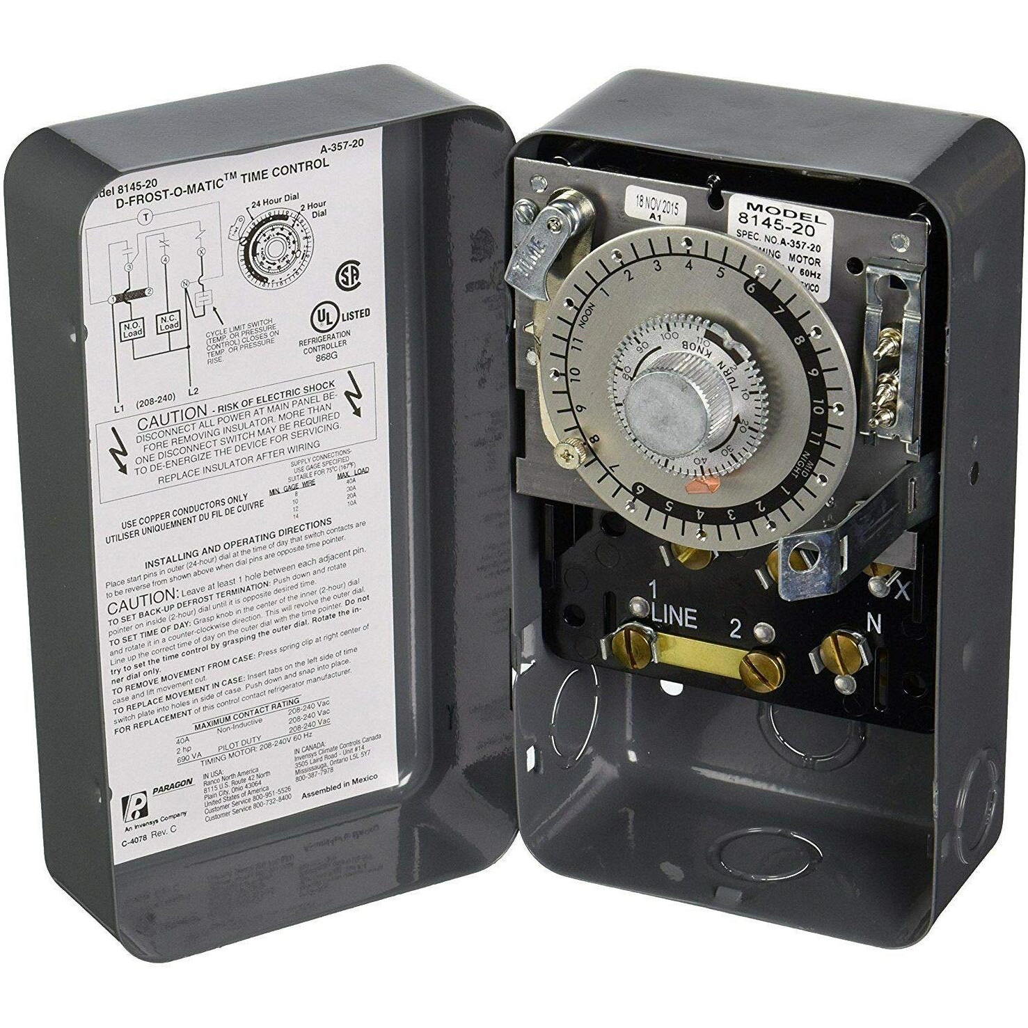 (Rb) Commercial Refrigeration Defrost Timer For Paragon 8145-20