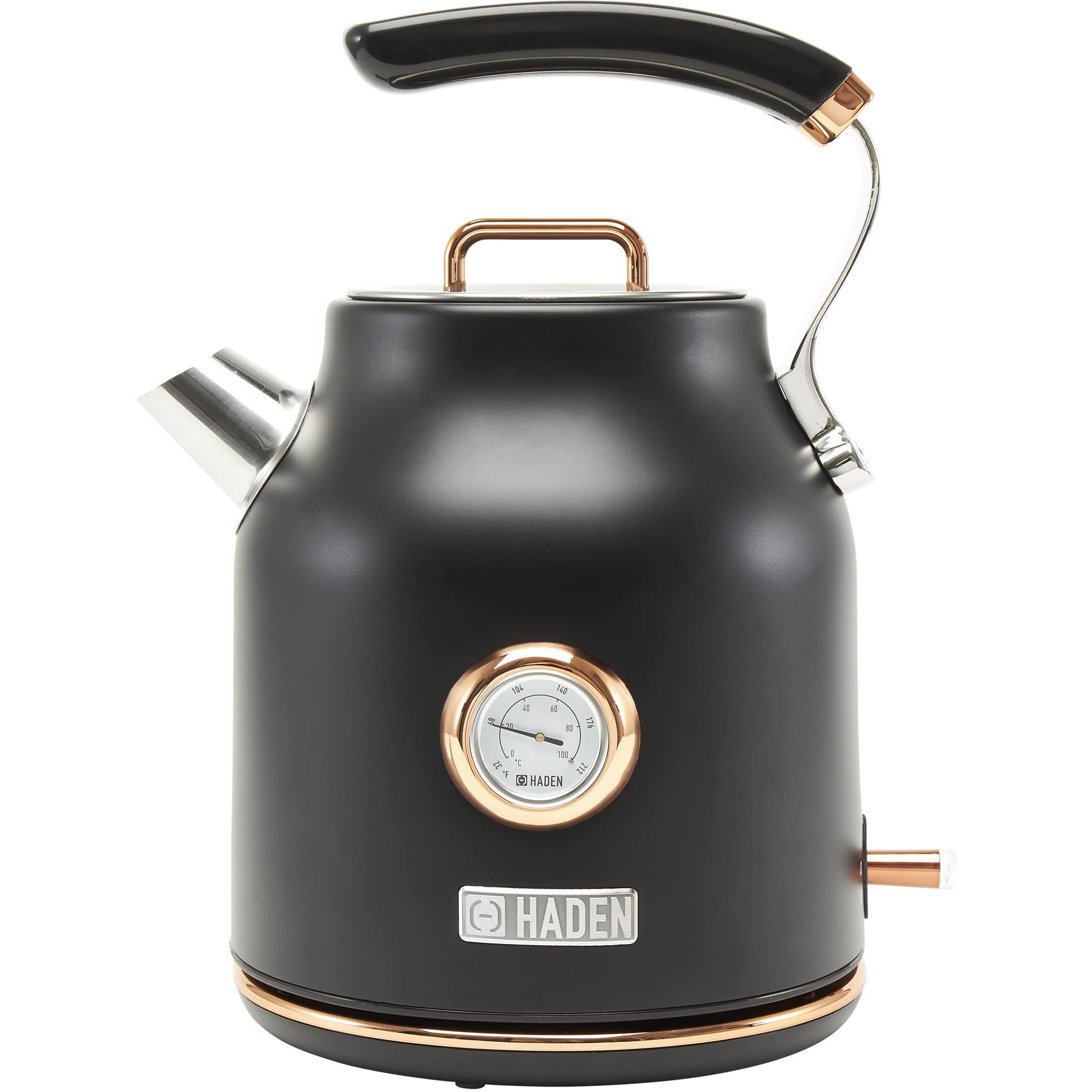 Haden 75070 Dorset 17 Liter Stainless Steel Retro Electric Kettle With Auto Shut-Off And Boil-Dry Protection, Blackcopper