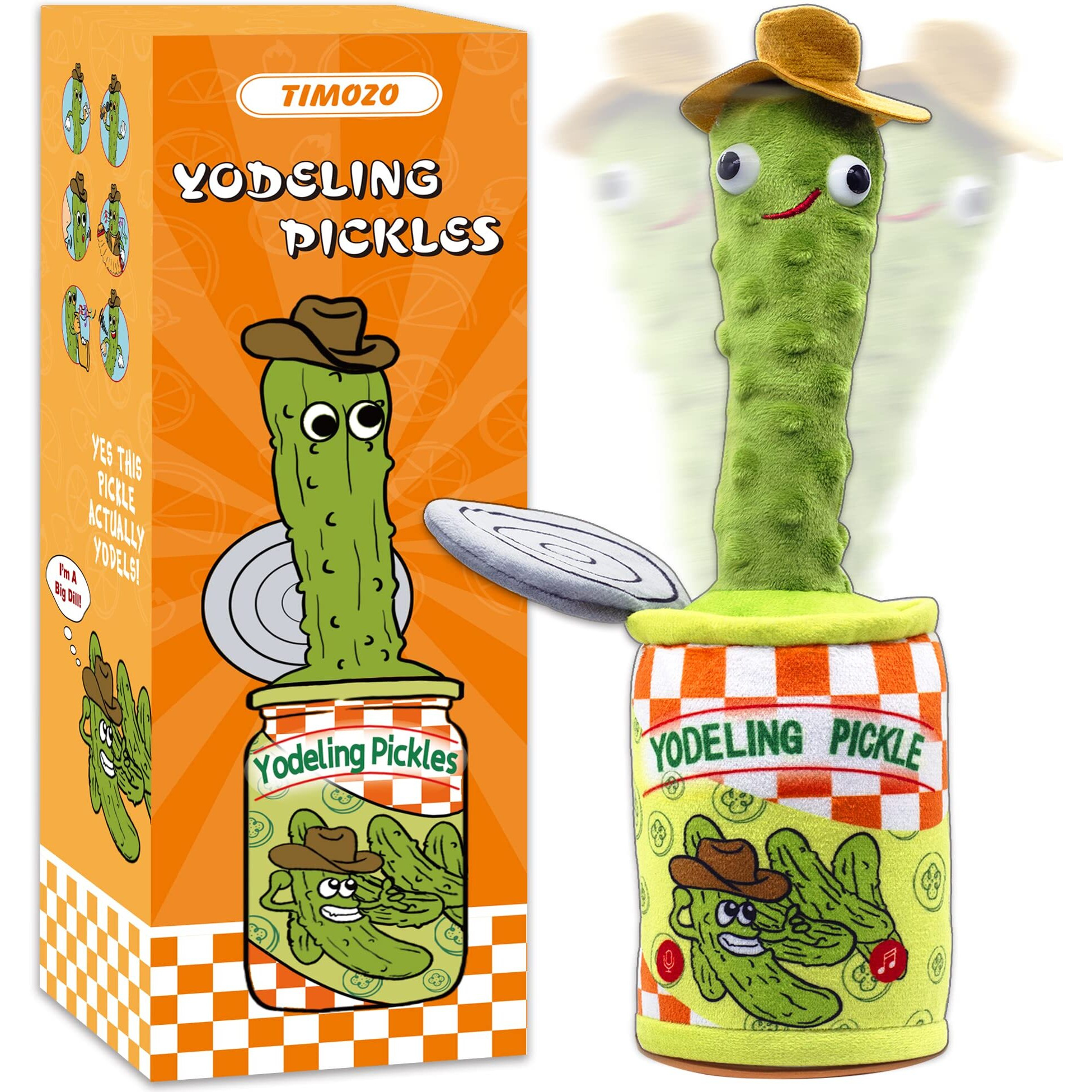 Yodeling Pickle Talking Toy Repeats What You Say&Tells Jokes Sings Pickle Plush Toys Twisted Mimicking Toy With Led Sing Dance Talking Musical Toys Funny Prank Gift For Adults & Kids