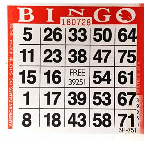 1 On Red Bingo Paper Cards - 500 Cards Per Pack