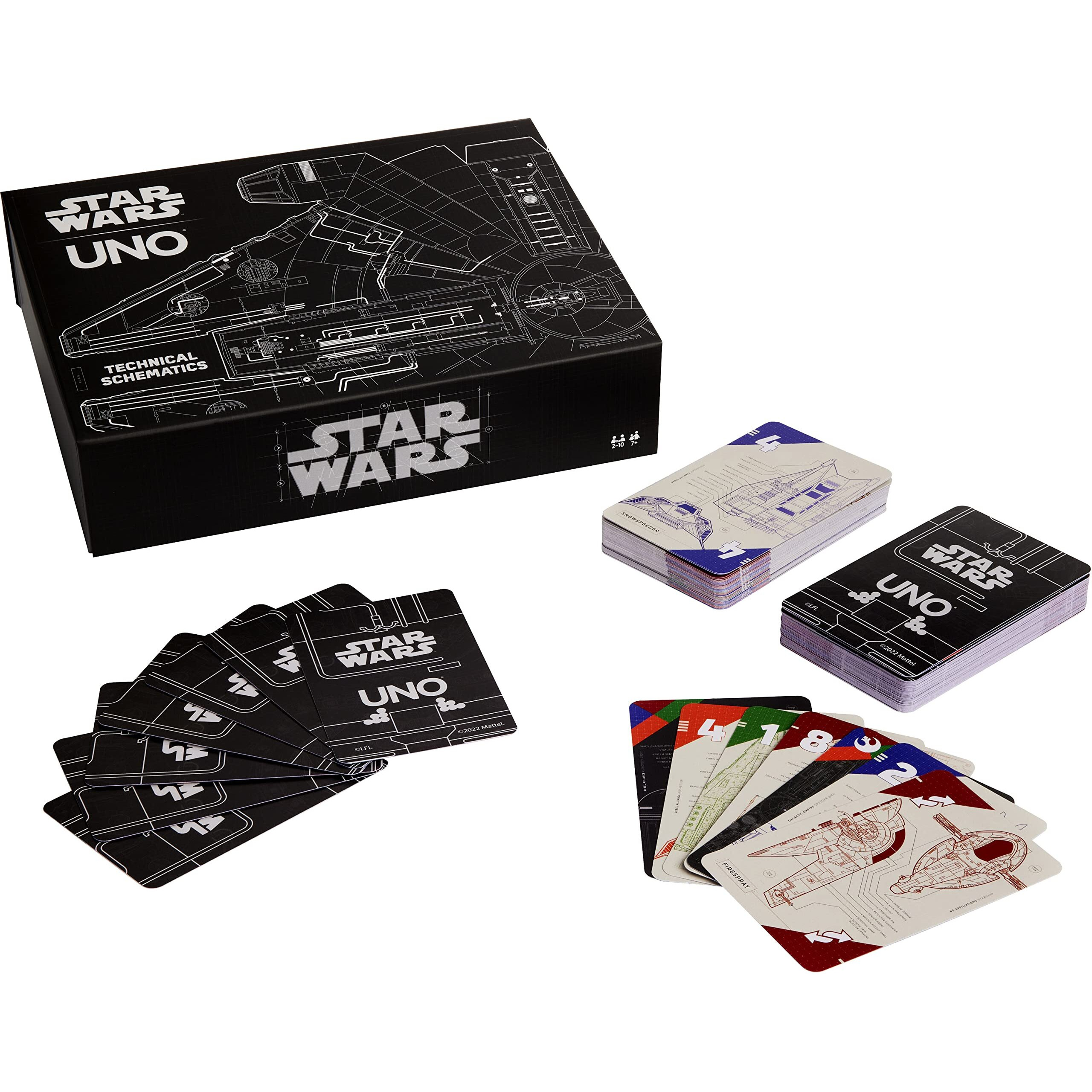 Uno Star Wars Technical Schematics Card Game For 2 To 10 Players Gift For Game Night Travel Games And Collectors