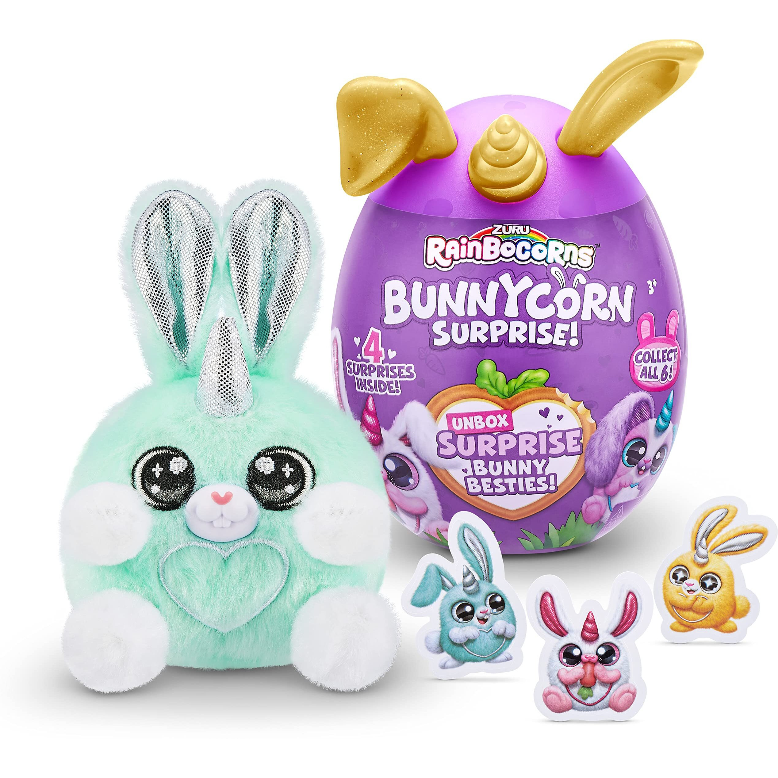 Rainbocorns Bunnycorn Surprise By Zuru (2 Pack) Collectible Plush Stuffed Animal Surprise Eggs Stickers Ages 3+ For Girls & Children (Random)