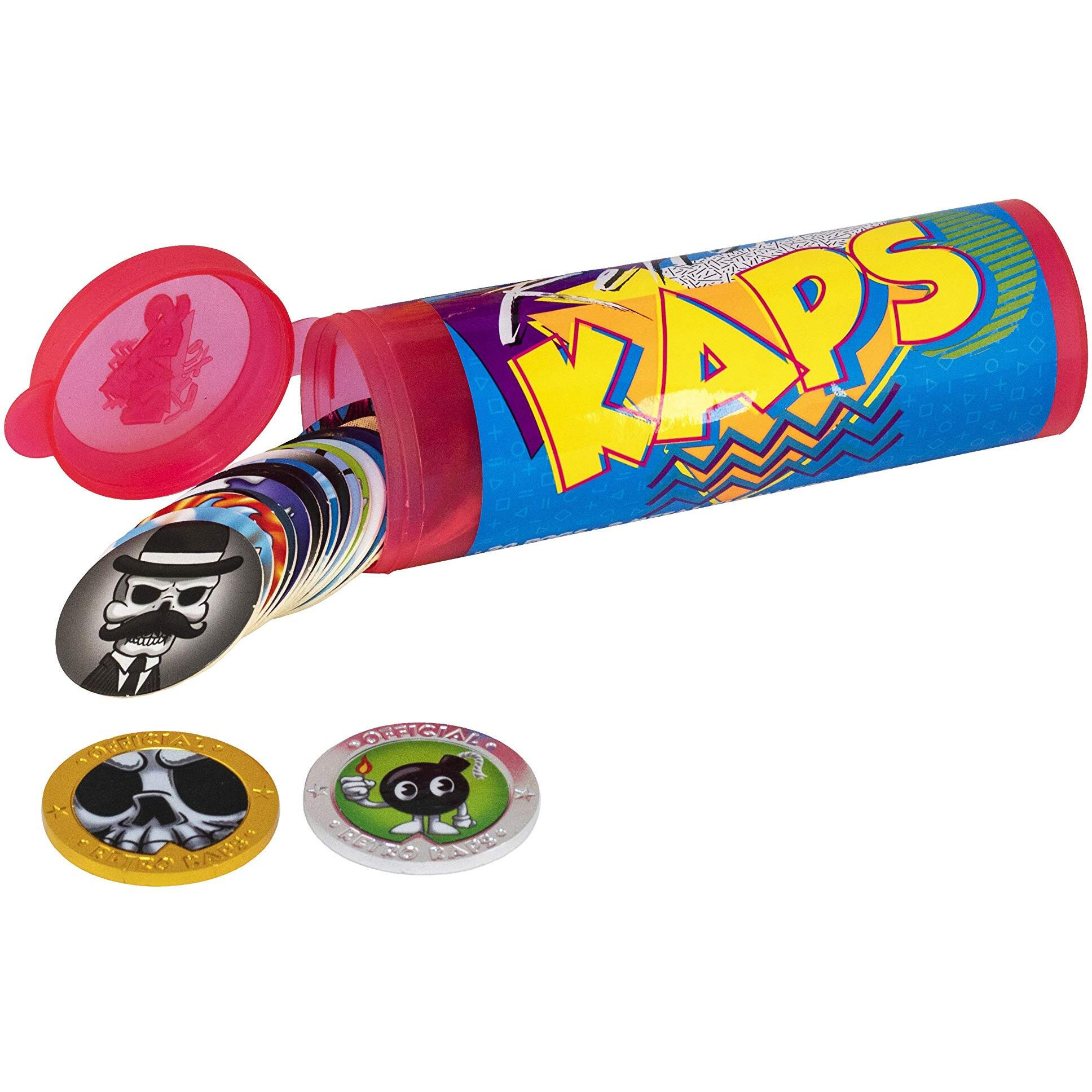 Pog Retro Kaps Neon Red Storage Tube Starter Set Game Includes 20 Pogs & 2 Exclusive Slammers