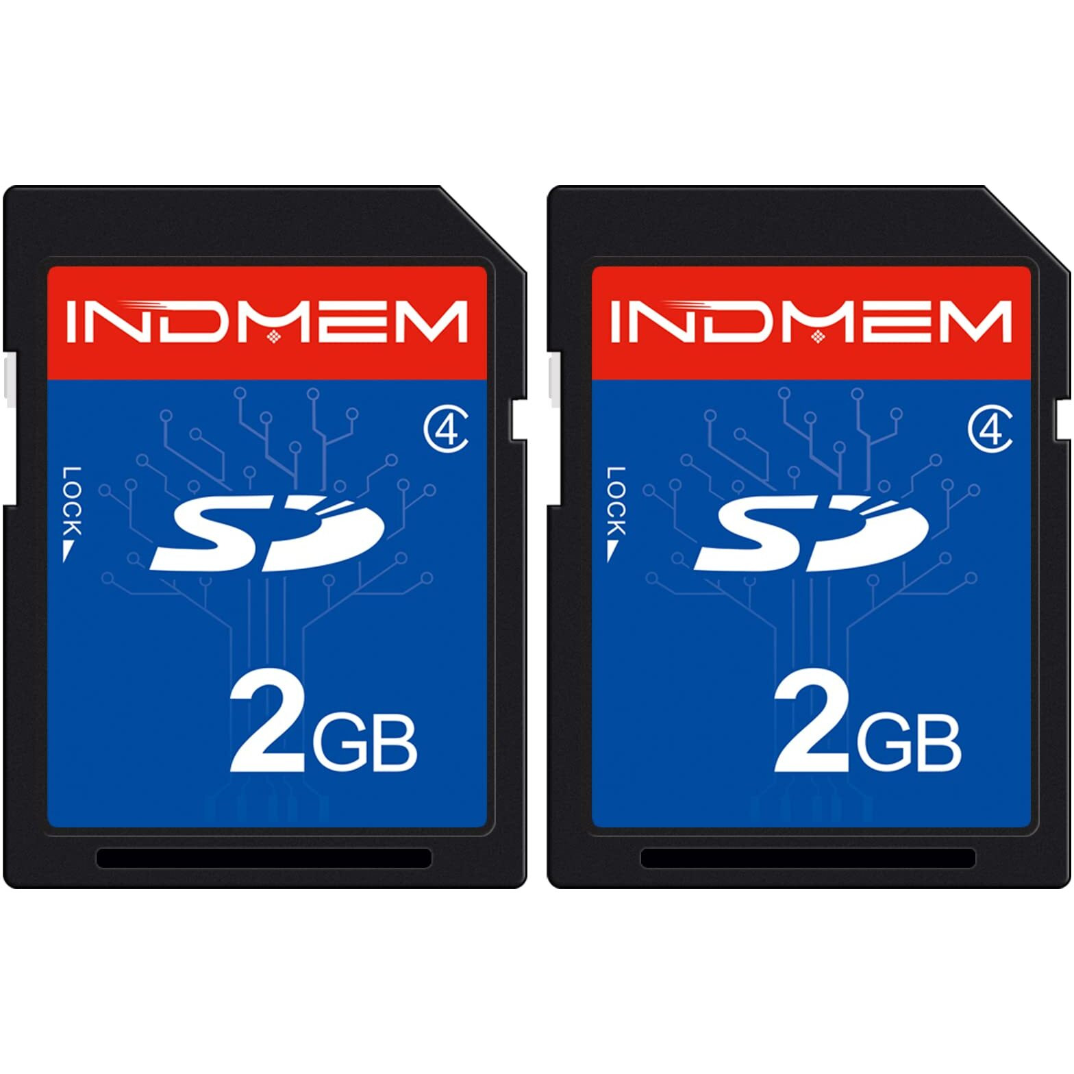 Indmem 2 Pack Sd Card 2Gb Class 4 Flash Memory Card 2G Slc Stanard Secure Digital Cards (2Pc)