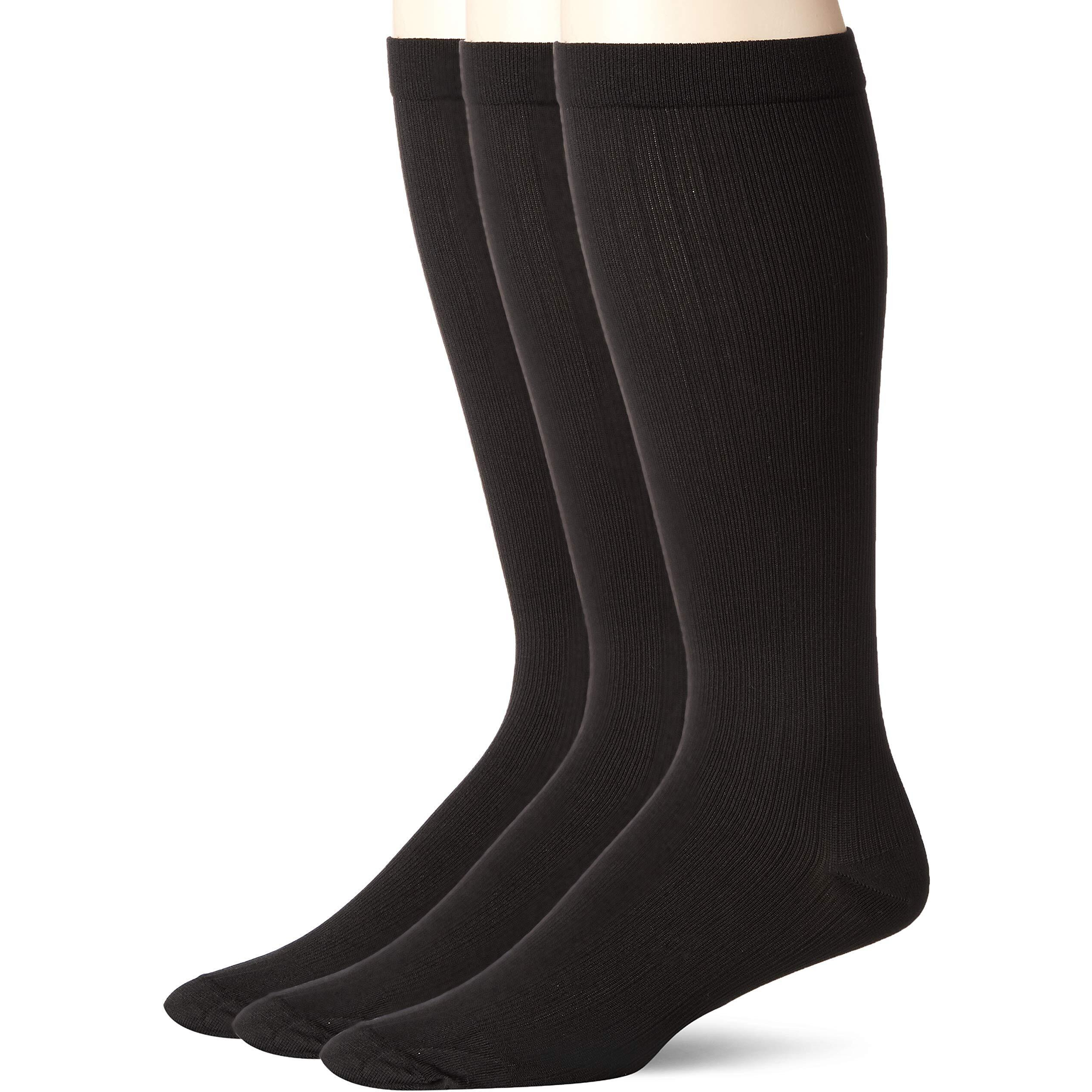 Dr. Scholls Mens Graduated Compression Over The Calf - 2 & 3 Pair Packs Sock, Black, 6.5-12 Us