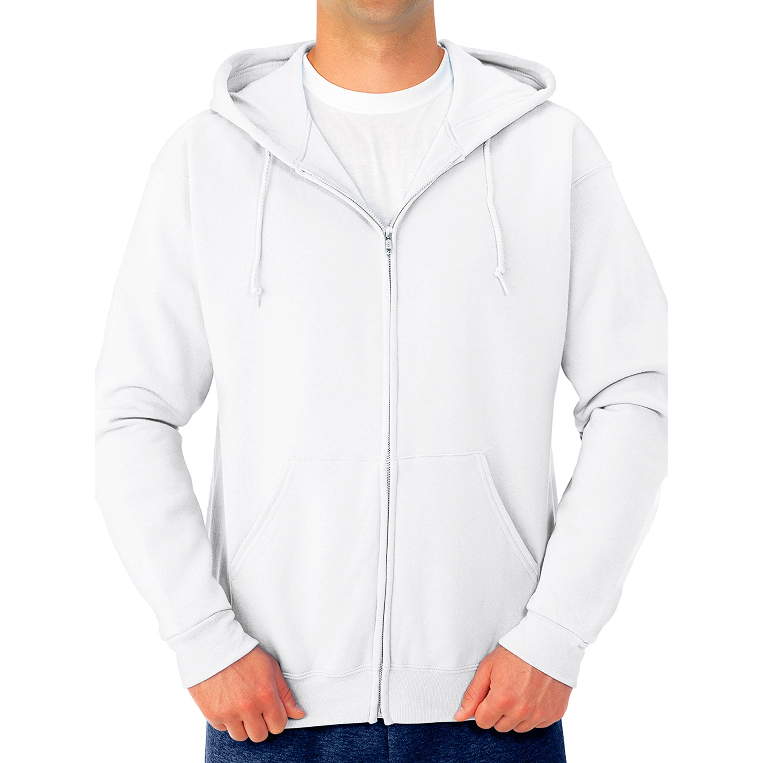 Jerzees -Men's Nublend Fleece Hoodies And Sweatshirts, Full Zip-White, Large