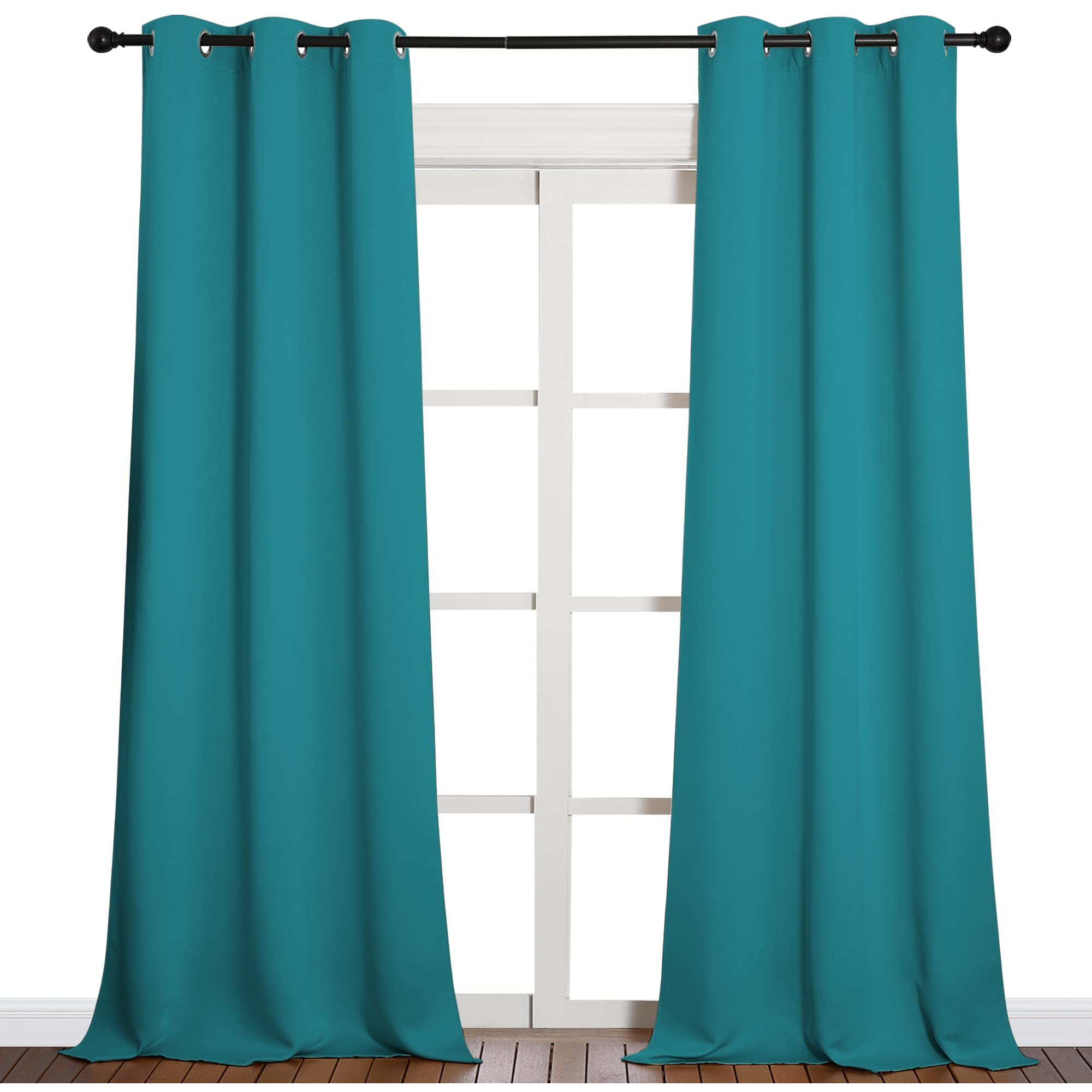 Nicetown Room Darkening Curtains 90 Inch Length 2 Panels, Thermal Insulated Grommet Blackout Curtains For Modern Casual Elegant Bedroom Kids Room Theme Decoration (Peacock Teal, 2 Pieces, W42)