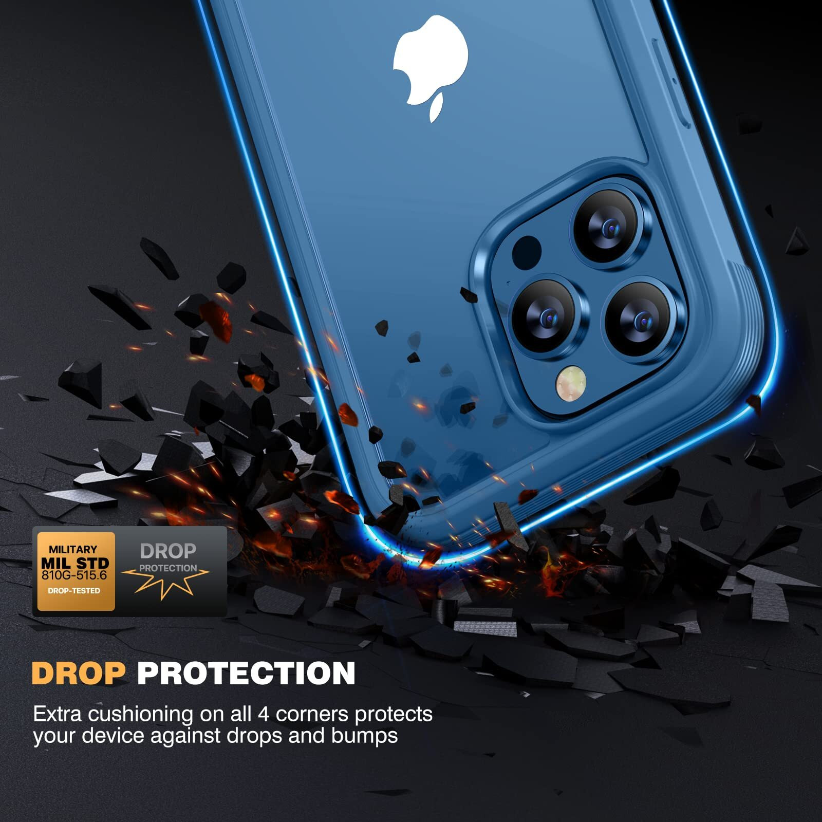 Miracase Designed For Iphone 12 Pro Max Case, Full Body Rugged Case With Built-In Touch Sensitive Anti-Scratch Screen Protector, Soft Tpu Case Compatible With Iphone 12 Pro Max 6.7", Water Blue