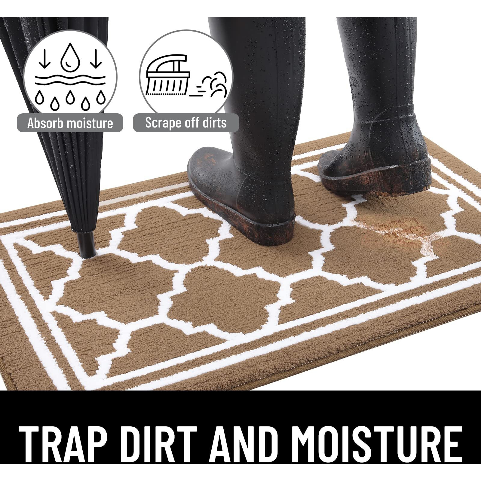 Buganda Indoor Door Mat, Resist Dirt And Absorbent Entrance Mat, Anti-Slip, Low Profile Inside Floor Mat Doormat For Entryway (47X71 Inches, Brown)