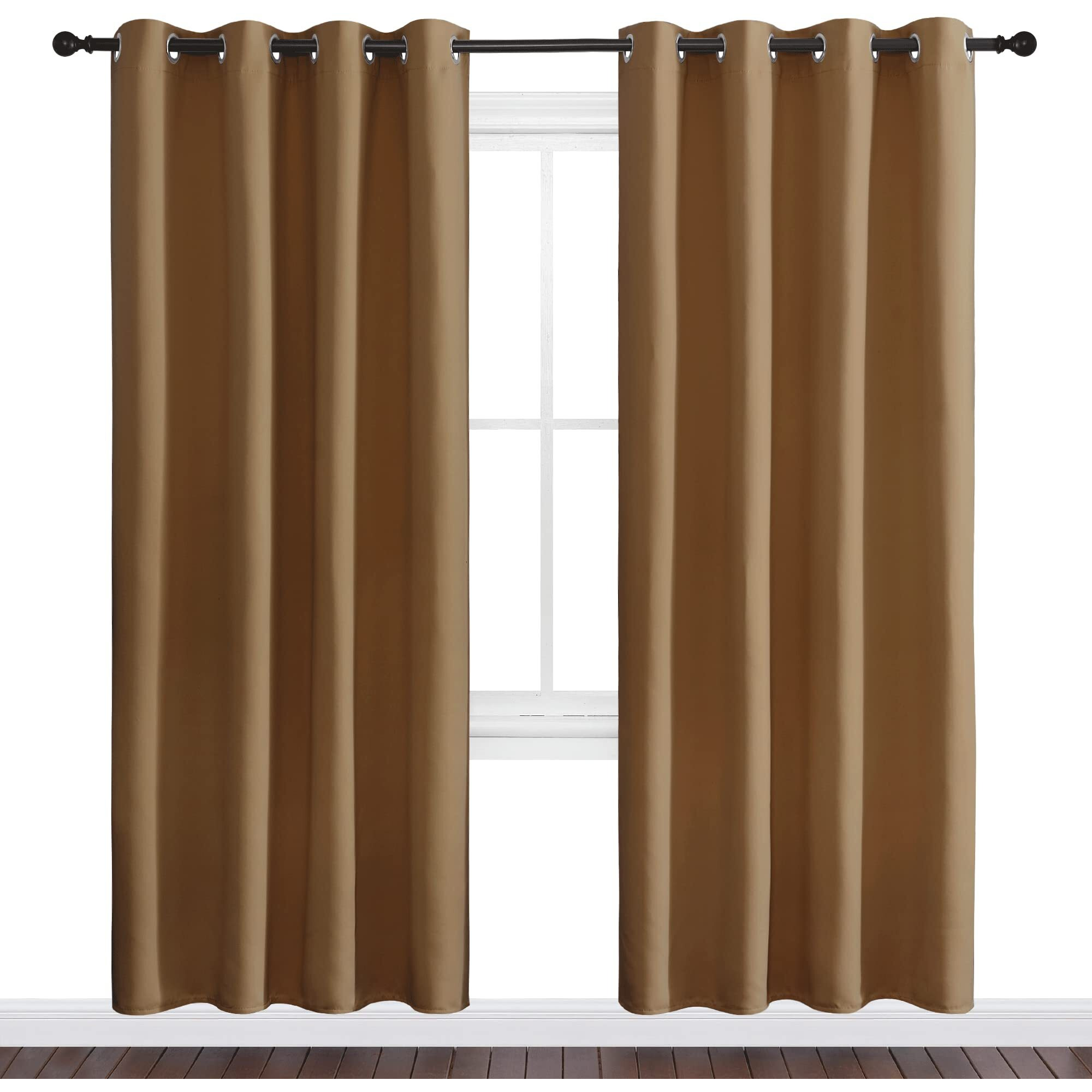 Nicetown Sleek Blackout Curtains 78 Inches Length For Windows, Noise Reducing And Block Draft Panels For Door Doorway Laundry Office Luxury Decor Theme (2 Panels, Gold Brown, W55 X L78 -Inch)