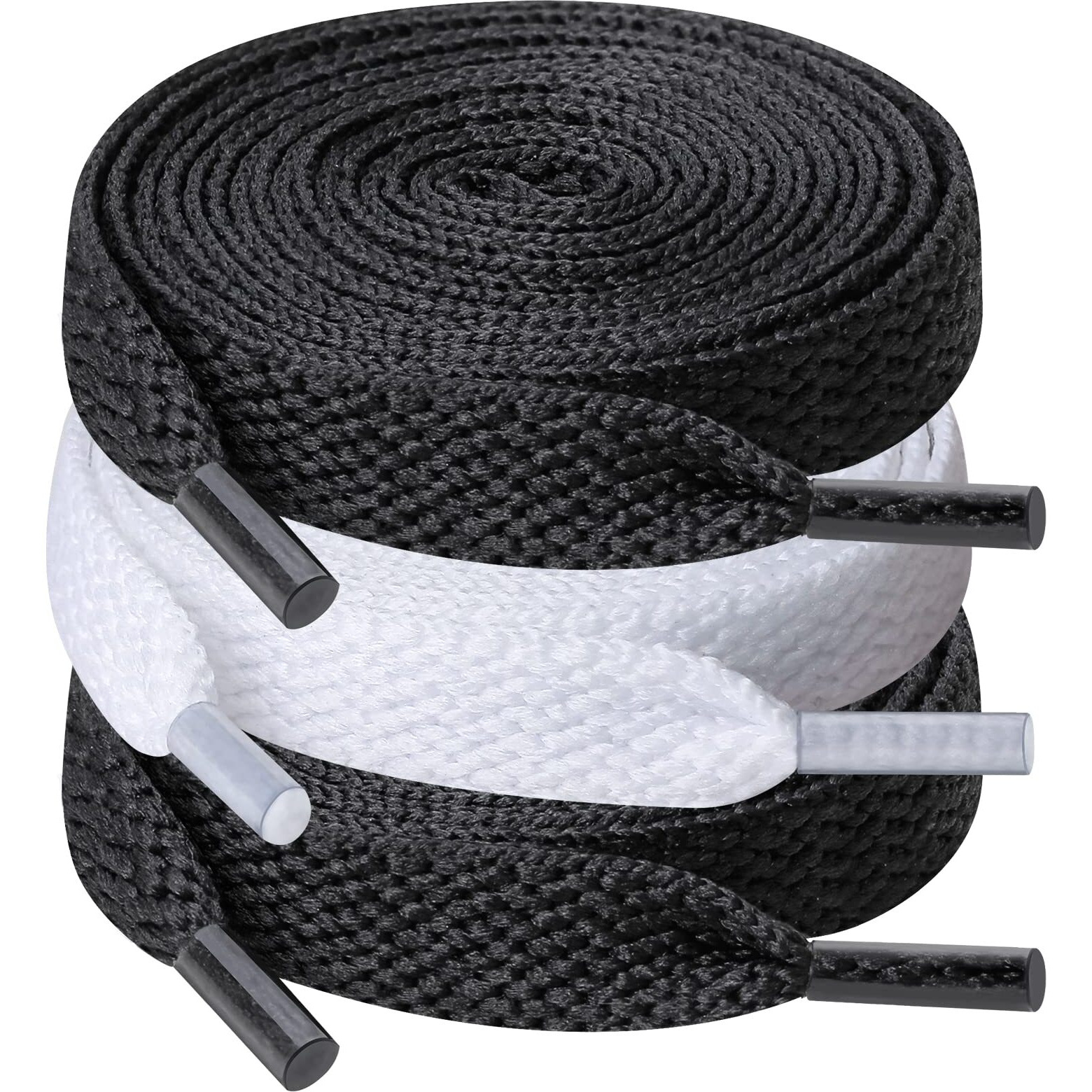 Upugo 3 Pair Flat Shoe Laces, 5/16" Wide Shoelaces For Athletic Running Sneakers Shoes Boot Strings