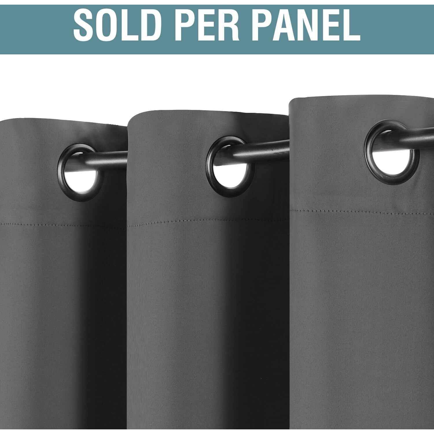 H.Versailtex Blackout Grey Curtains For Bedroom Thermal Insulated Curtains 63 Inches Length Blackout Curtain Panel For Living Room, Luxury Grommet Solid In Charcoal Gray, One Panel, 52" W X 63" L