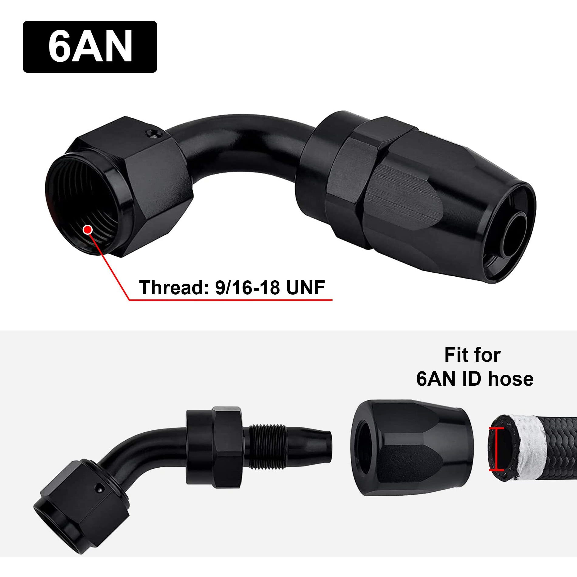 Evil Energy 6An Hose End Fitting 45 Degree Swivel For Cpe Braided Hose Black