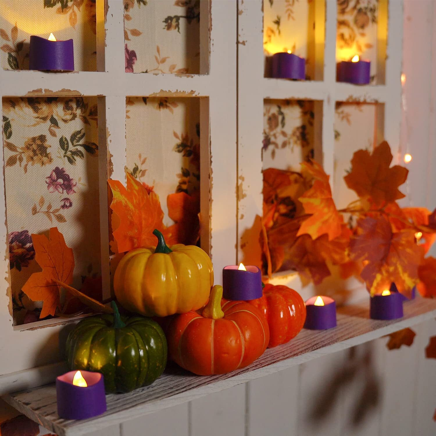 Homemory Purple Tea Lights Candles Battery Operated, 200+Hour Flameless Flickering Fake Electric Led Colored Tealights Candles For Party, Wedding, Halloween, Mardi Gras, Holiday Decor, 12-Pack