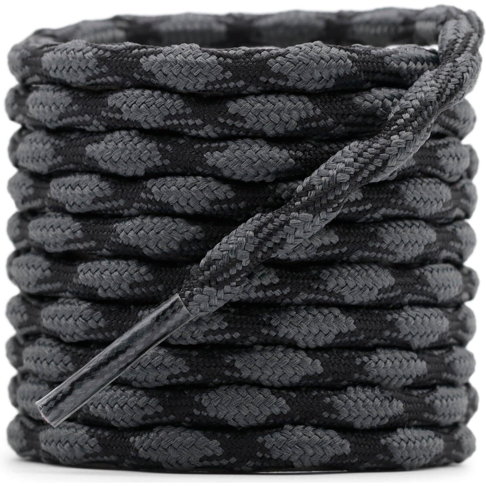 Delele 2 Pair Round Wave Shape Non Slip Heavy Duty And Durable Outdoor Climbing Shoelaces Dark Gray&Black Hiking Shoe Laces Shoestrings-87 Inch