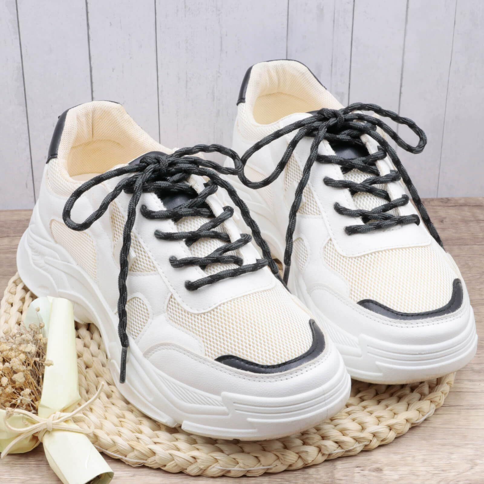 Delele 2 Pair Round Wave Shape Non Slip Heavy Duty And Durable Outdoor Climbing Shoelaces Dark Gray&Black Hiking Shoe Laces Shoestrings-87 Inch