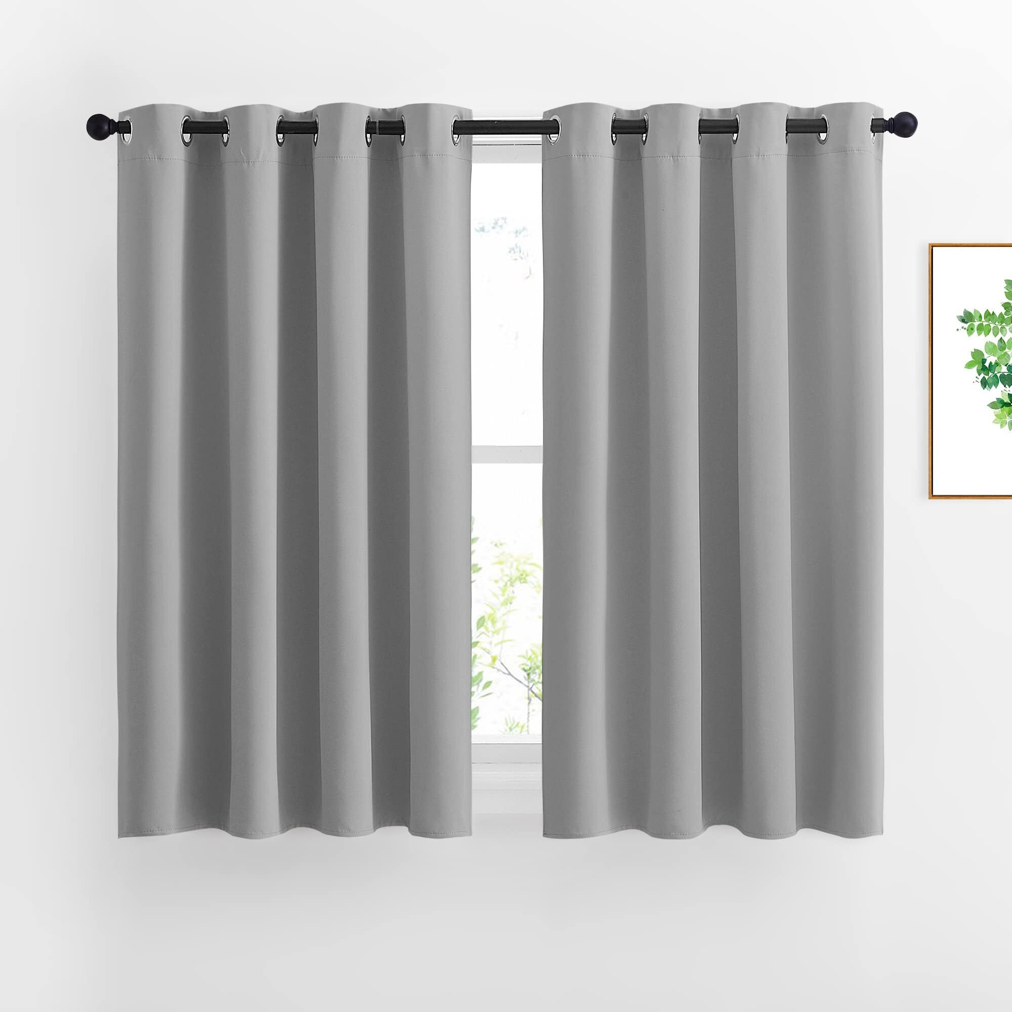 Nicetown Bedroom Blackout Curtains Panels - Window Treatment Thermal Insulated Solid Grommet Vertical Drapes For Nursery (1 Pair, 52 By 54 Inch, Silver Grey)