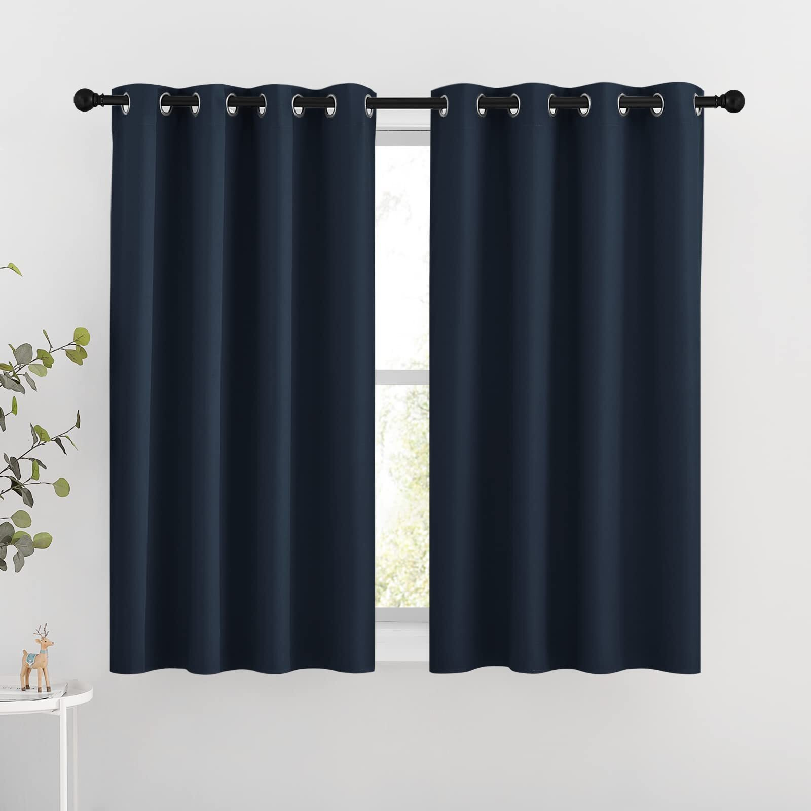 Nicetown Blackout Curtains And Drapes For Kitchen - Thermal Insulated Solid Grommet Top Blackout Panels/Draperies For Kid's Room (Navy, 1 Pair, 46 X 54 Inch)