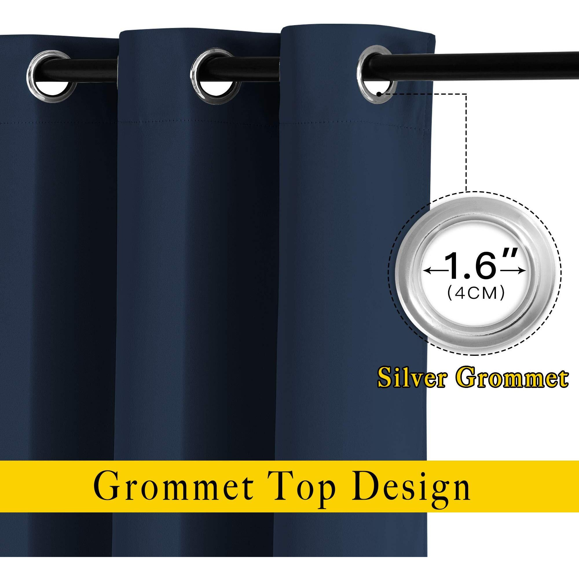 Nicetown Blackout Curtains And Drapes For Kitchen - Thermal Insulated Solid Grommet Top Blackout Panels/Draperies For Kid's Room (Navy, 1 Pair, 46 X 54 Inch)