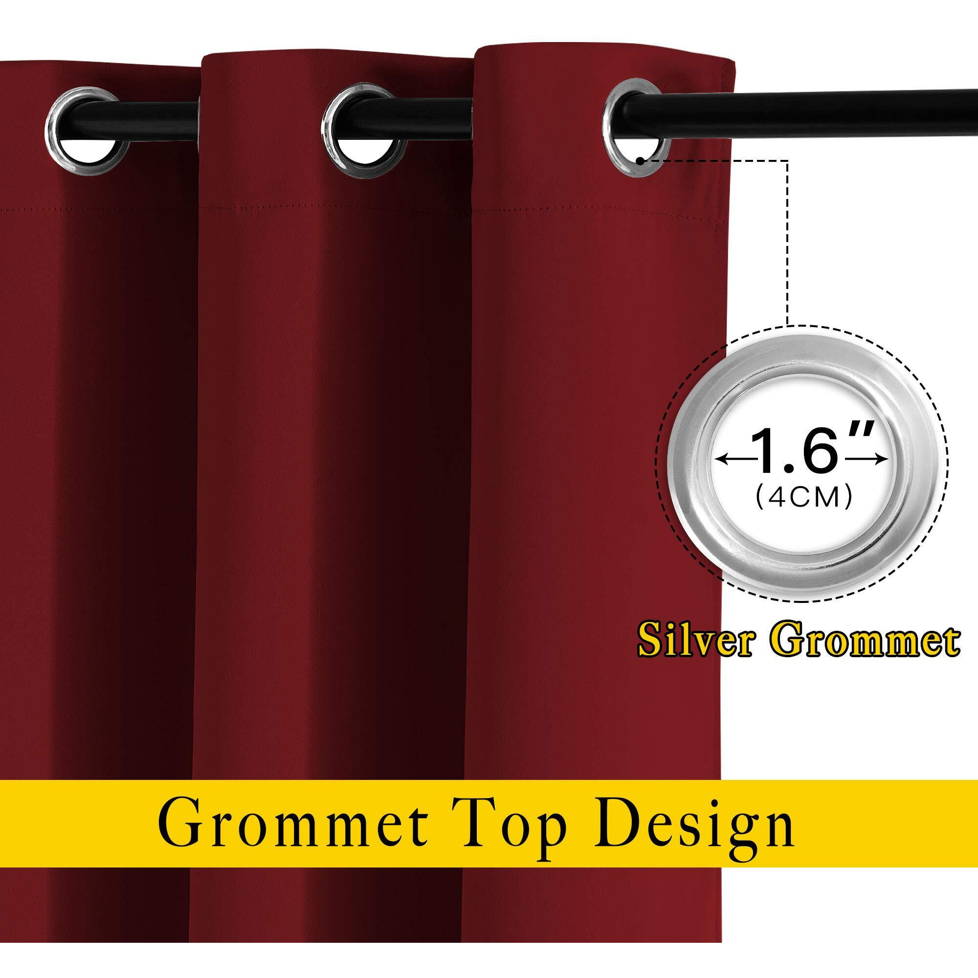 Nicetown Blackout Draperies Curtain Panels - Thermal Insulated Solid Grommet Blackout Curtains/Panels/Drapes For Living Room(Burgundy Red, 1 Pair, 66 By 54-Inch)
