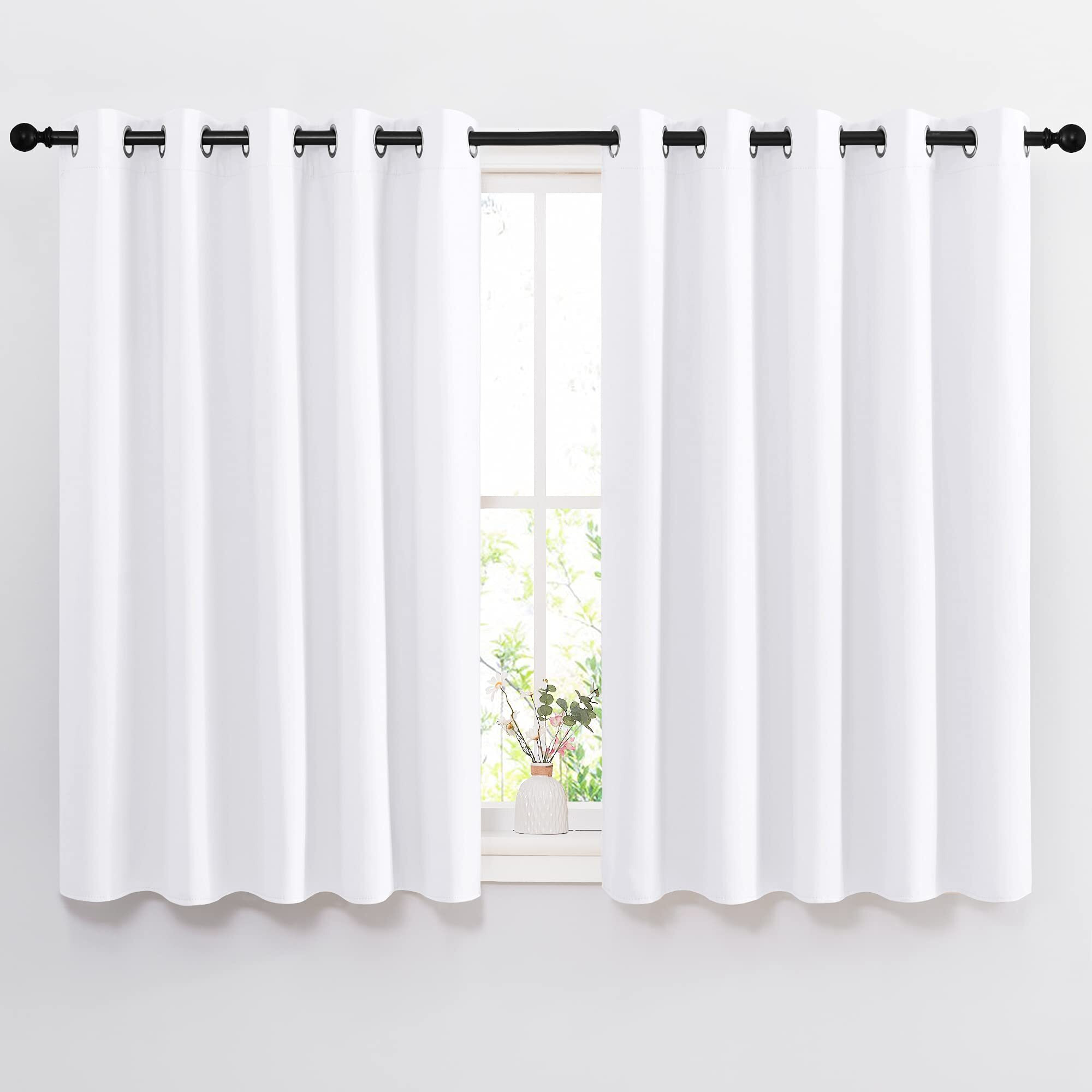 Nicetown White Room Darkening Curtain Panels - Tripe Weave Thermal Insulated Grommet Room Darkening Window Draperies And Curtains For Bedroom (Set Of 2, 66 X 54 Inches In White)