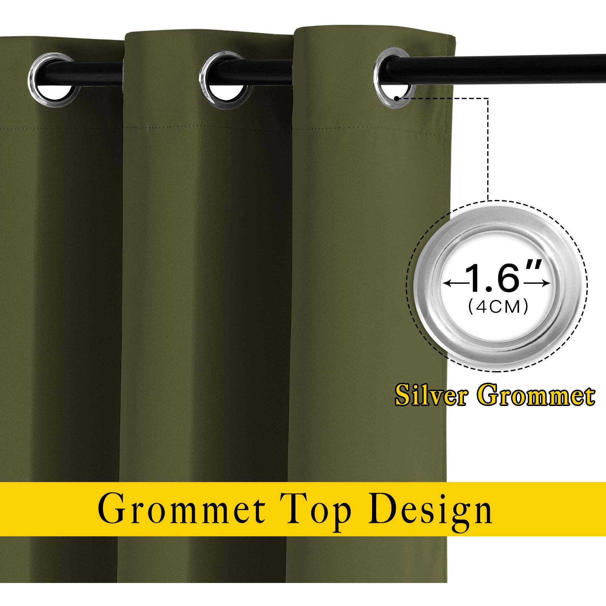 Nicetown 84 Inches Bedroom Curtains Panels - Functional Window Decorative Blackout Drapes For Bedroom, Thermal Insulated, Privacy Assured (Set Of 2, 52 X 84 Inches In Olive Green)