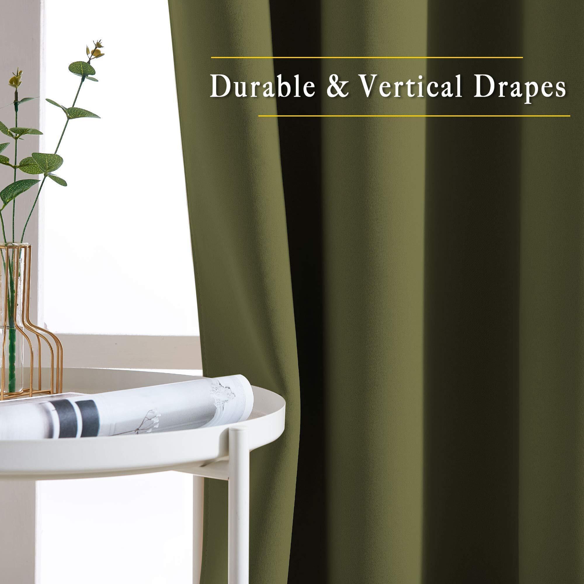Nicetown 84 Inches Bedroom Curtains Panels - Functional Window Decorative Blackout Drapes For Bedroom, Thermal Insulated, Privacy Assured (Set Of 2, 52 X 84 Inches In Olive Green)