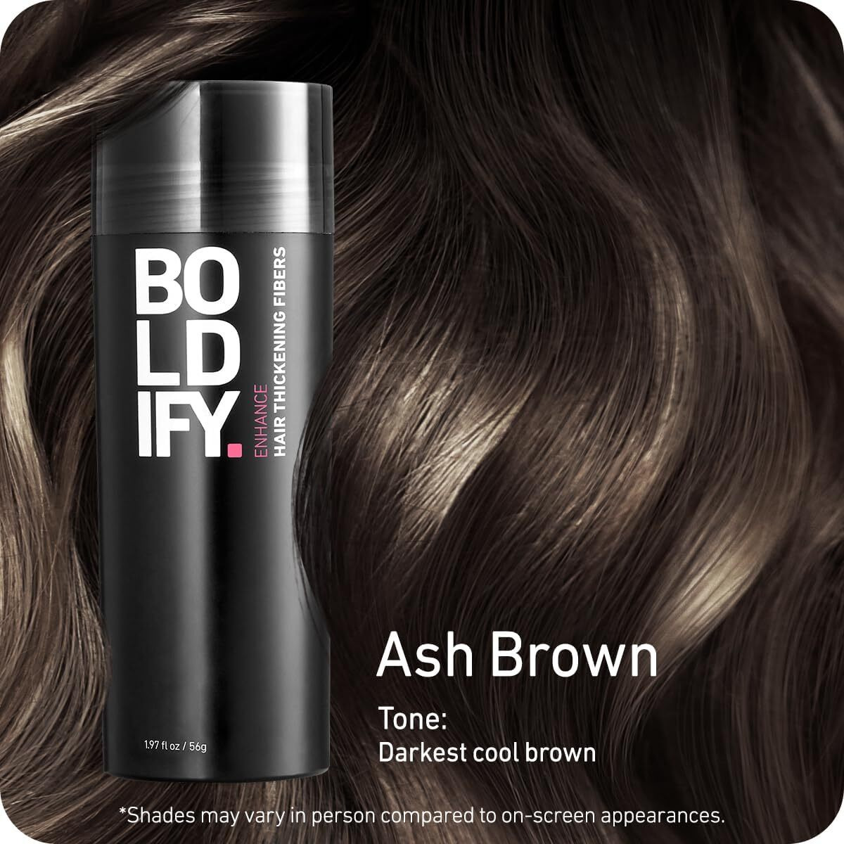 Boldify Hair Fibers (56G) - Fill In Thinning And Fine Hair For An Instantly Fuller, Thicker Look - 14 Shades For Women & Men - Ash Brown