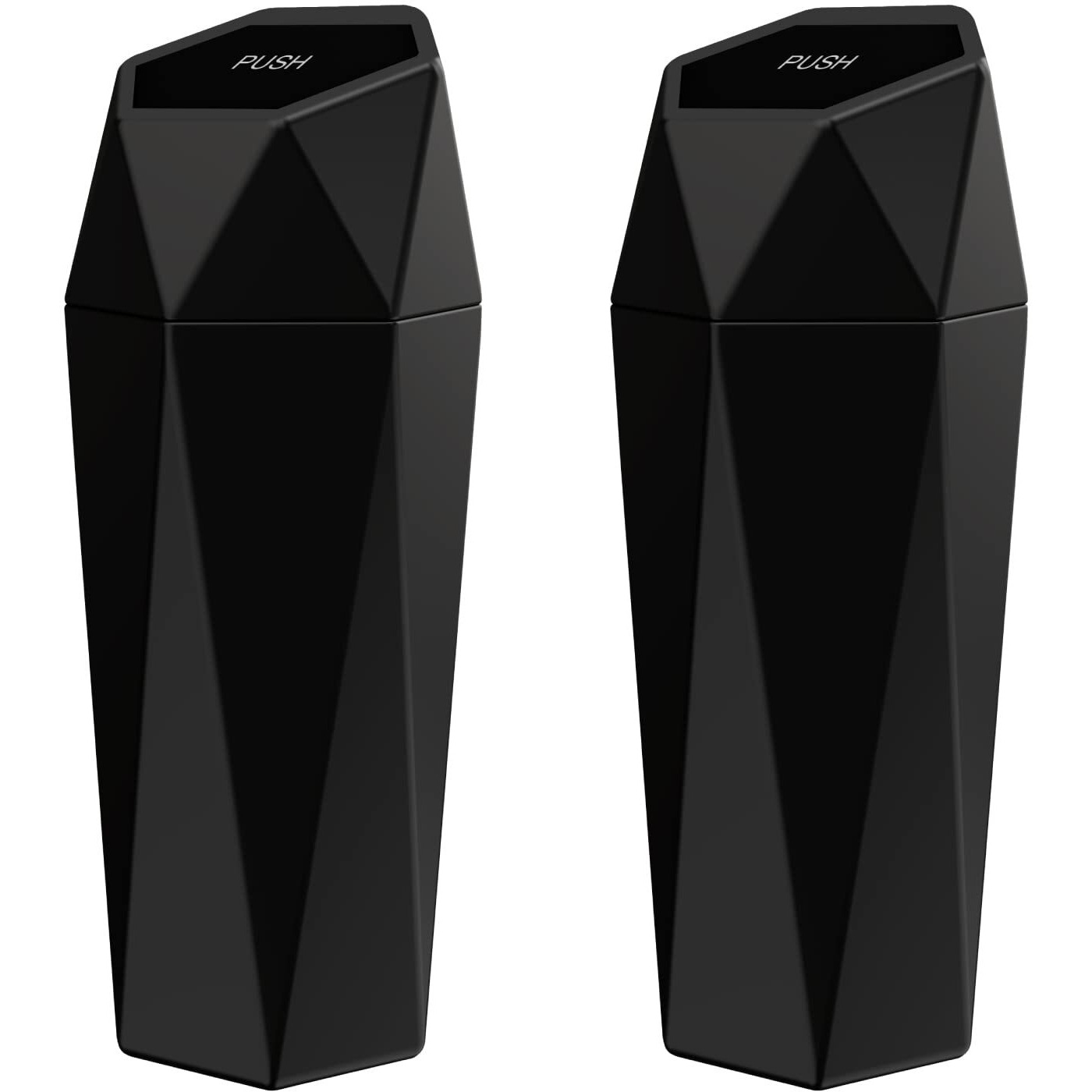 Szeof Car Trash Can With Lid,Portable Vehicle Auto Car Garbage Can,Diamond Design Mini Garbage Bin For Automotive Car, Home, Office, Kitchen, Bedroom(2 Packs,Black)