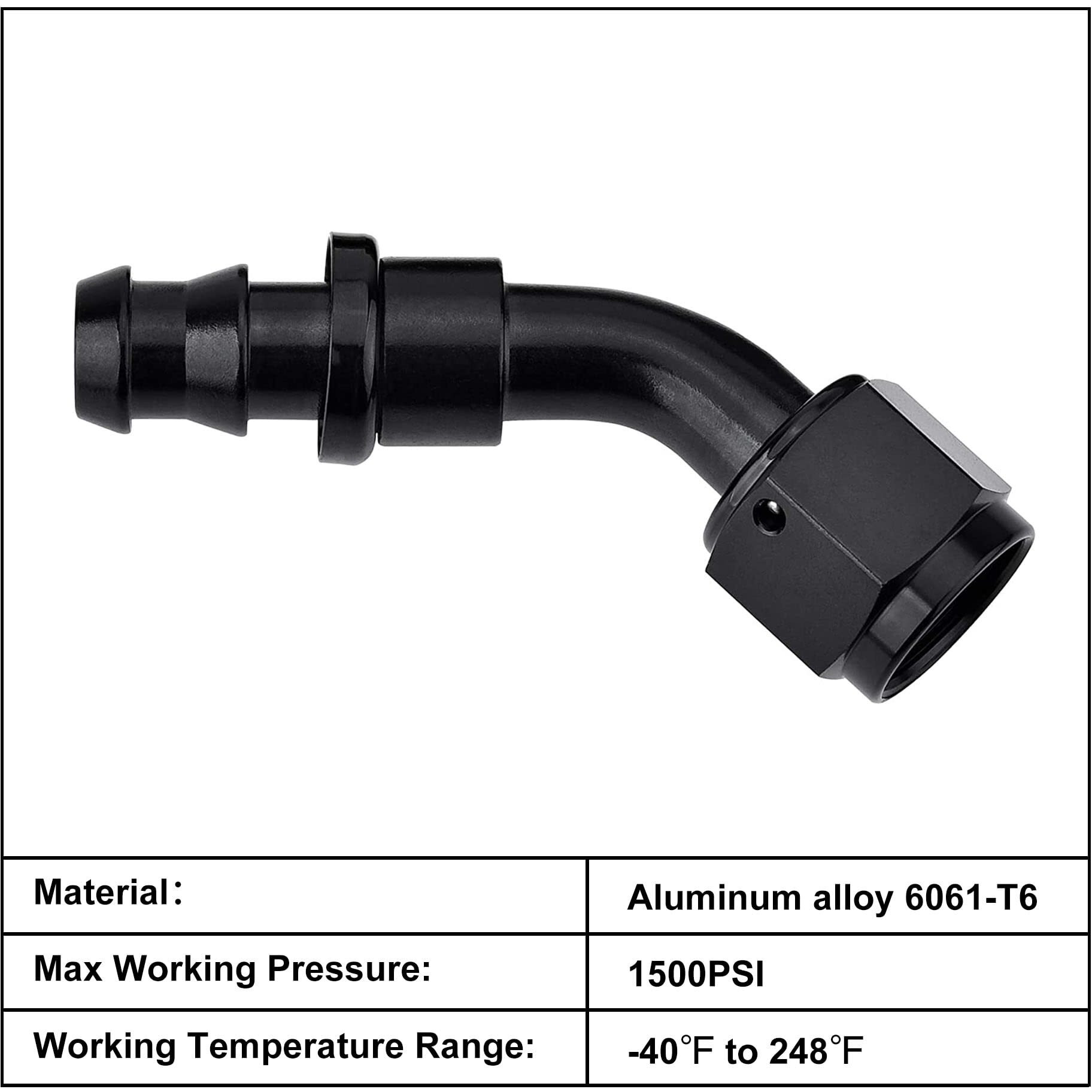 Evil Energy 10An 45 Degree Push Lock Hose Fitting End Black