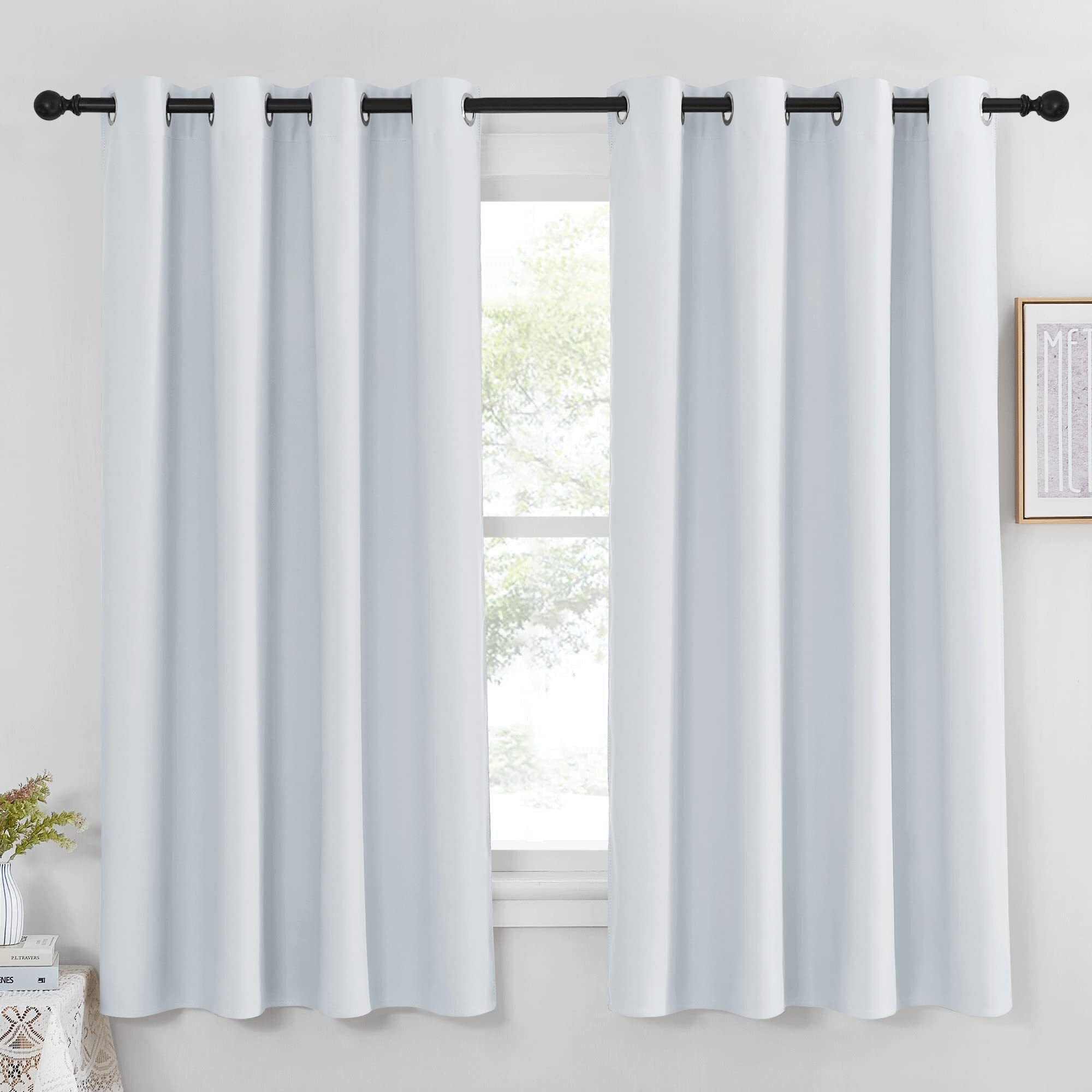 Nicetown Room Darkening Curtain For Bedroom - (Greyish White/Silver Grey Color) Solid Thermal Insulated Blind Room Darkening Drape/Drapery For Windows,52X63 Inches, 1 Pack
