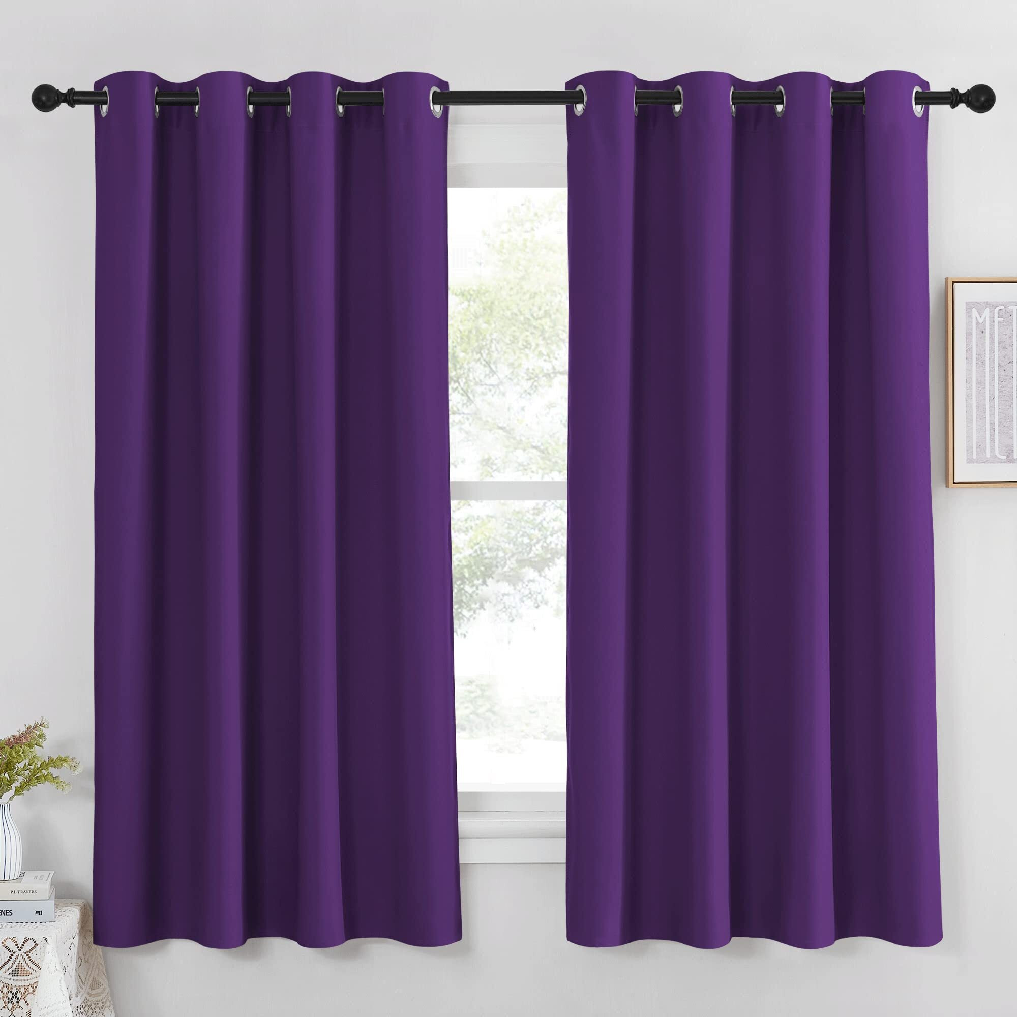 Nicetown Blackout Blind Curtains For Windows - (Royal Purple Color) Home Fashion Thermal Insulated Room Darkening Drapery For Bedroom, 52W X 63L, Sold Individually