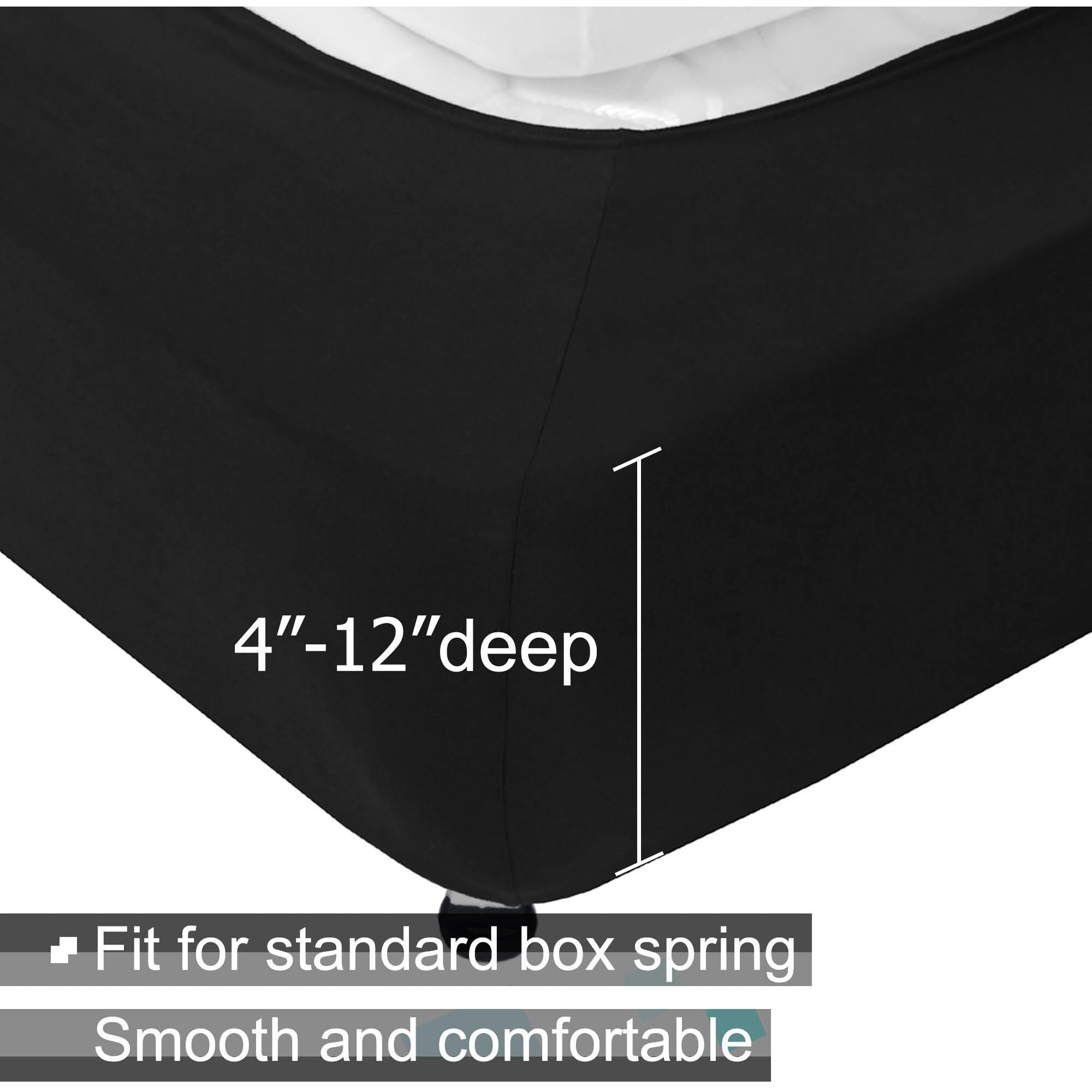 Alyvia Spring Box Spring Cover Full Size - Jersey Knit & Stretchy Wrap Around 4 Sides Bed Skirt For Hotel & Home - Full/Full Xl, Black