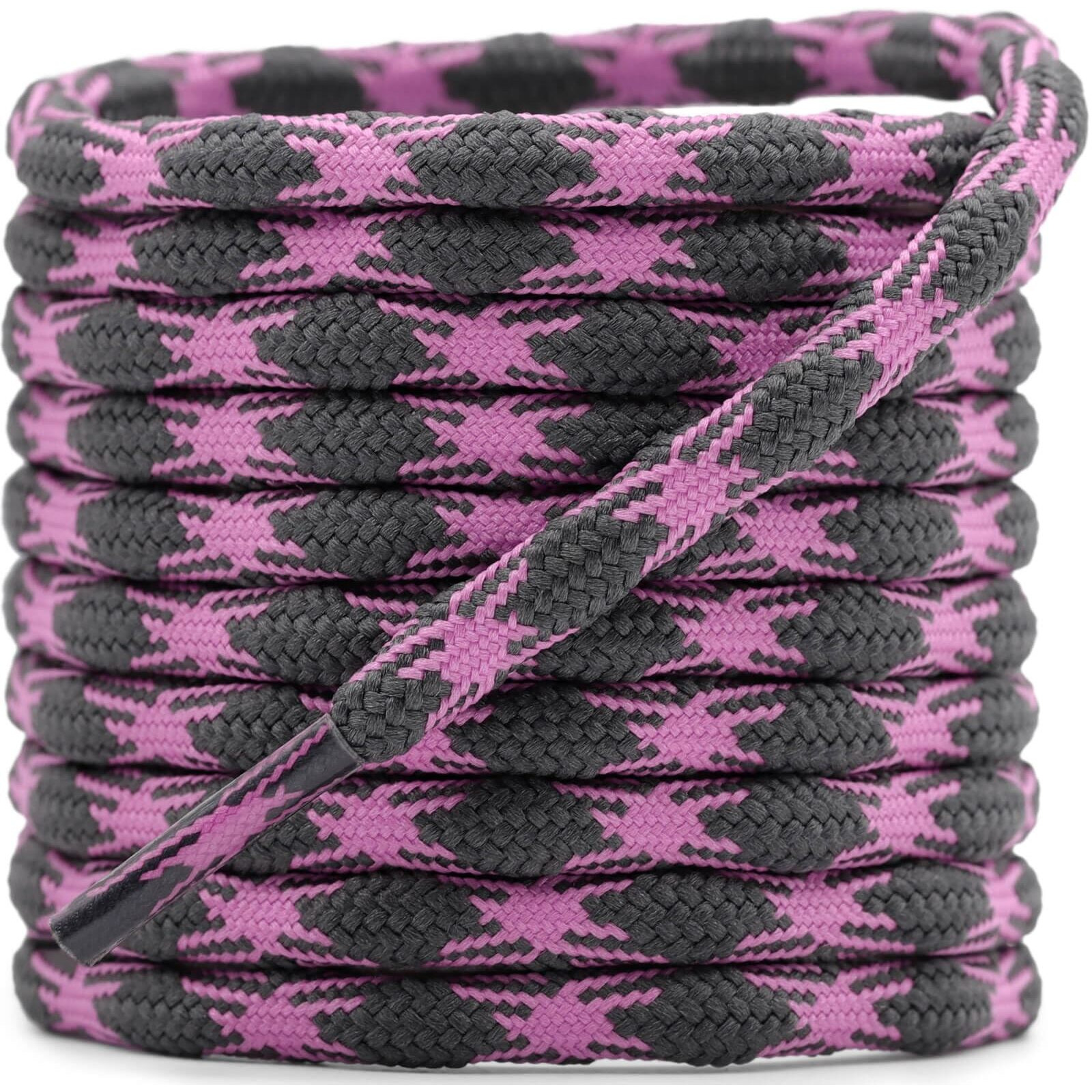 Delele 2 Pair Round Wave Shape Non Slip Heavy Duty And Durable Outdoor Climbing Shoelaces Dark Gray&Rose Purple Hiking Shoe Laces Shoestrings-59 Inch