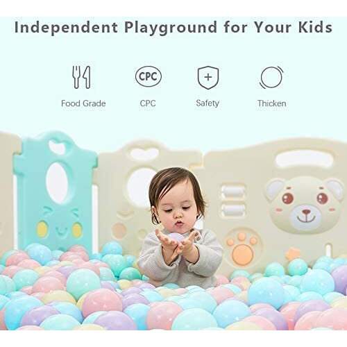 Moonxhome Ball Pit Balls Crush Proof Plastic Balls For Children's Toy Balls Macaron Ocean Balls 2.15 Inch Pack Of 100 White&Green&Pink