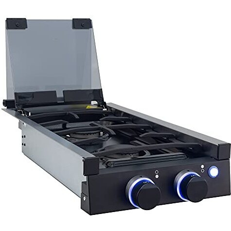 Recpro Rv Built In Gas Cooktop  2 Burners  Rv Cooktop Stove  6,500 Btu Burners  Cover Included