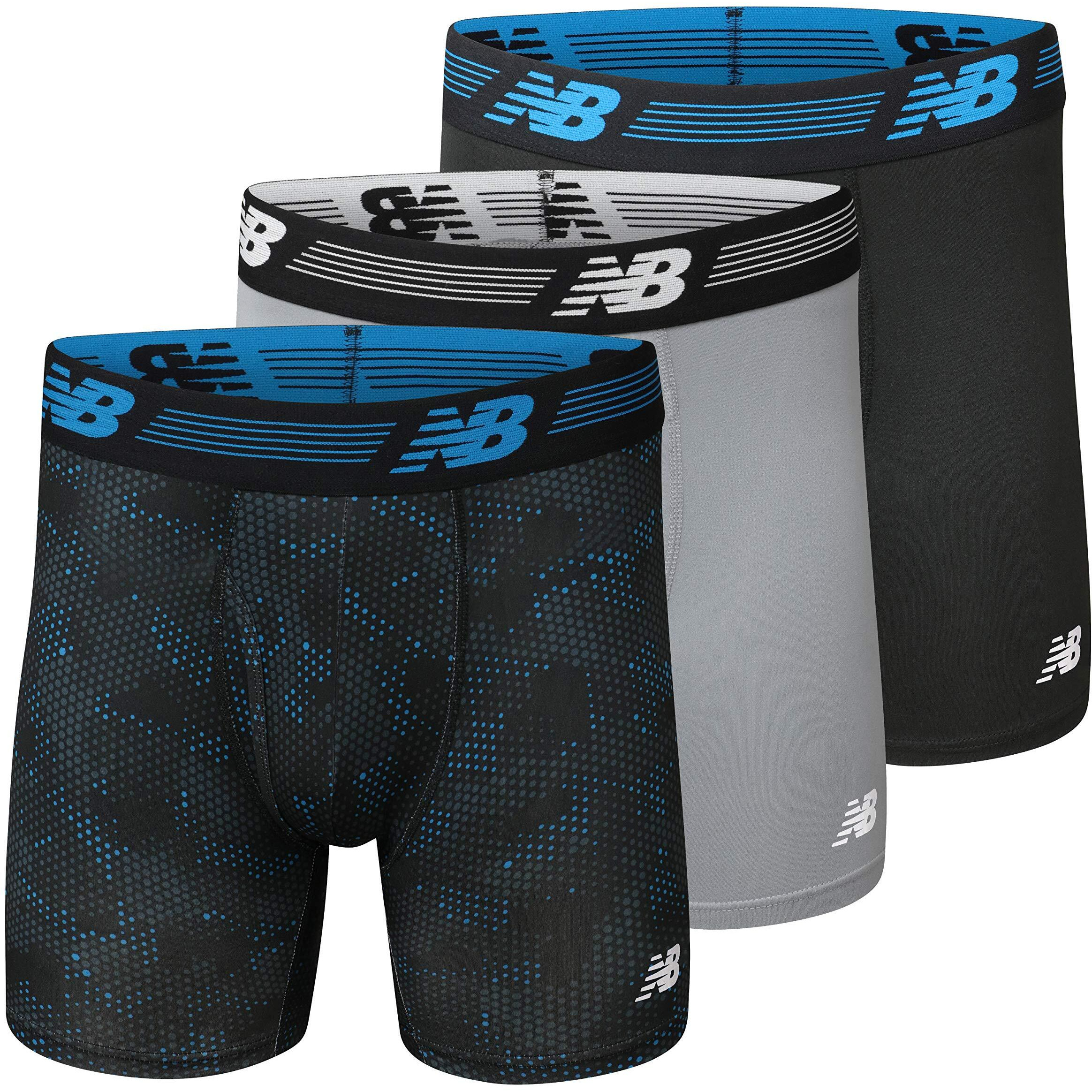 New Balance Men's 6" Boxer Brief Fly Front With Pouch, 3-Pack Of 6 Inch Tagless Underwear