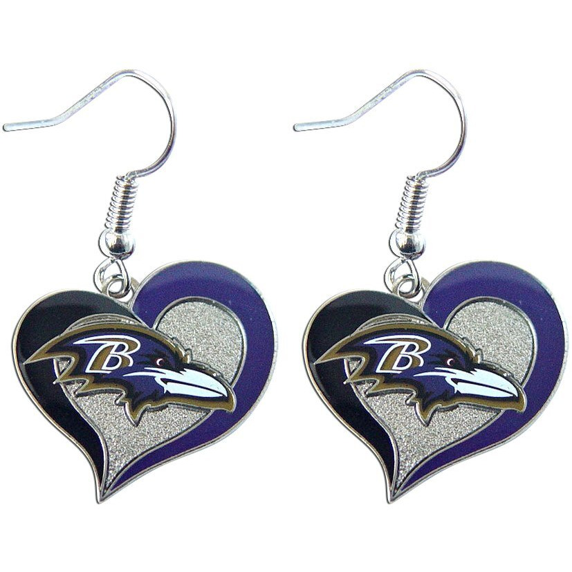 Nfl Baltimore Ravens Swirl Heart Earrings