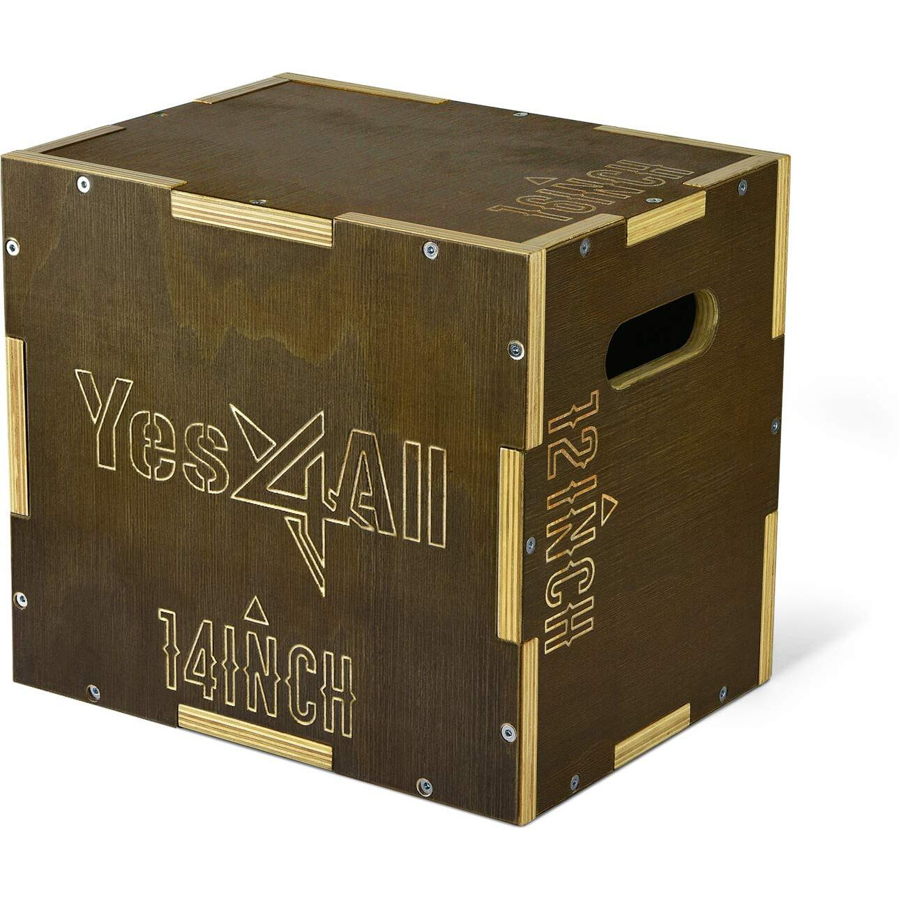 Yes4All 3 In 1 Wooden Plyo Box, Plyometric Box For Home Gym And Outdoor Workouts - Moss Brown - 16 X 14 X 12