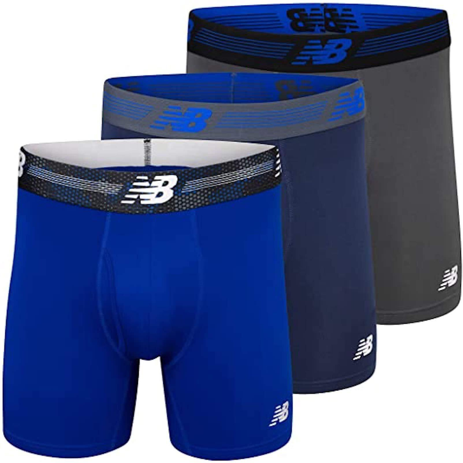 New Balance Men's 6" Boxer Brief Fly Front With Pouch, 3-Pack, Medium