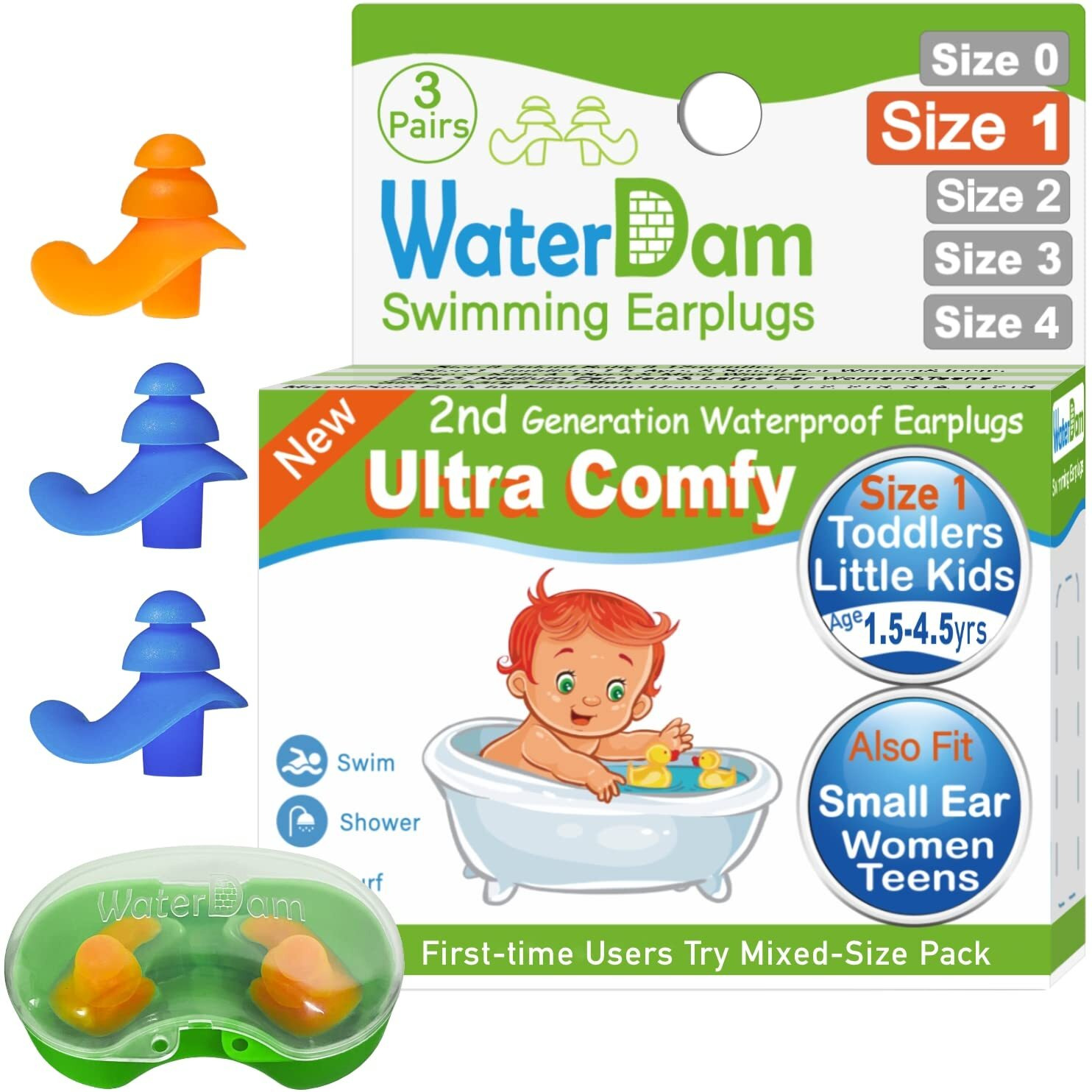 Waterdam Swimming Ear Plugs Great Waterproof Ultra Comfy Earplugs Prevent Swimmer's Ear