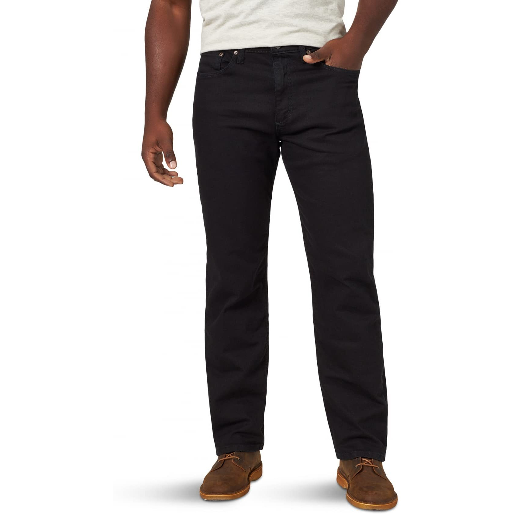Wrangler Authentics Men's Classic 5-Pocket Relaxed Fit Jean, Black Flex, 36W X 28L