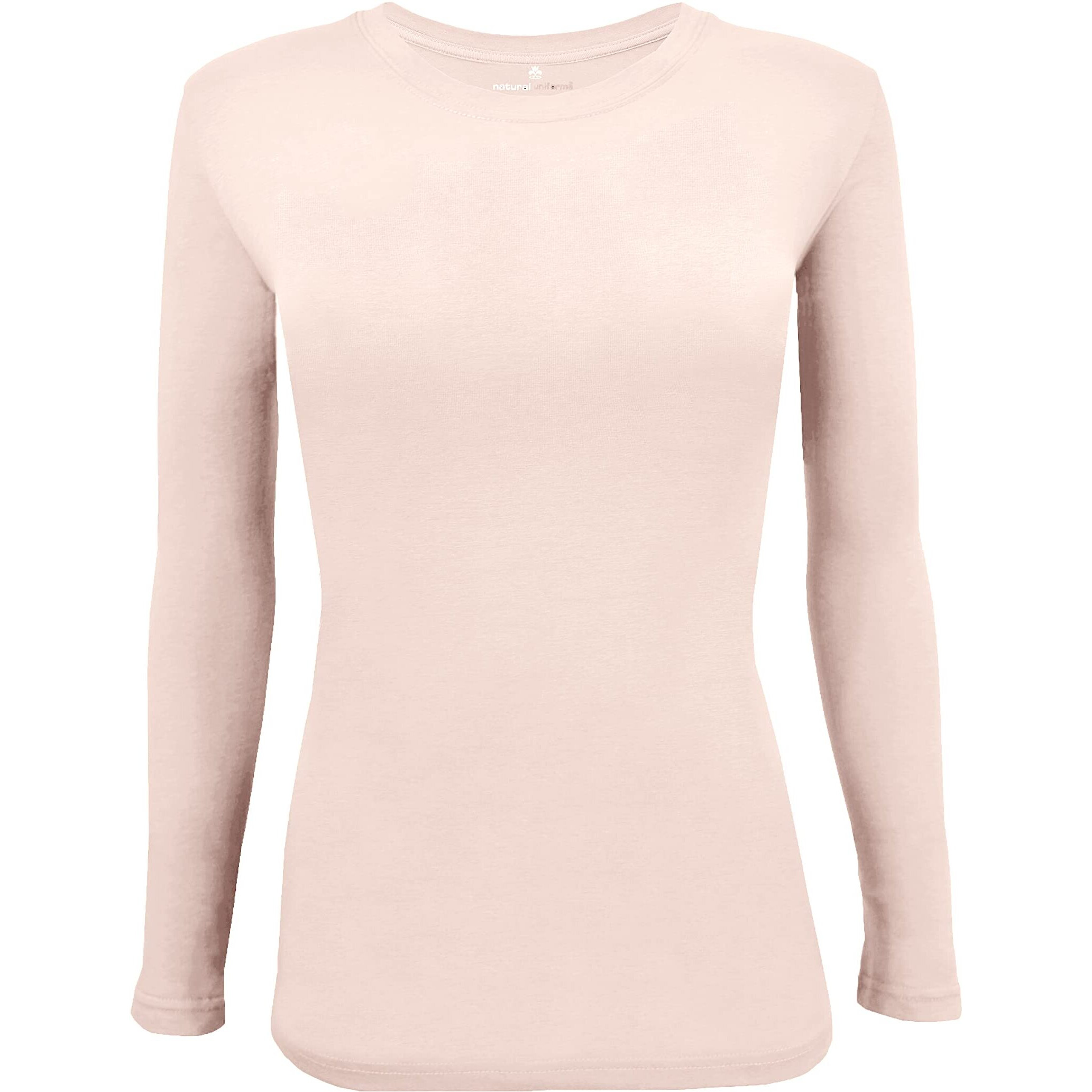 Natural Uniforms Womens Under Scrub Tee Crew Neck Long Sleeve T-Shirt (Nude, Large)