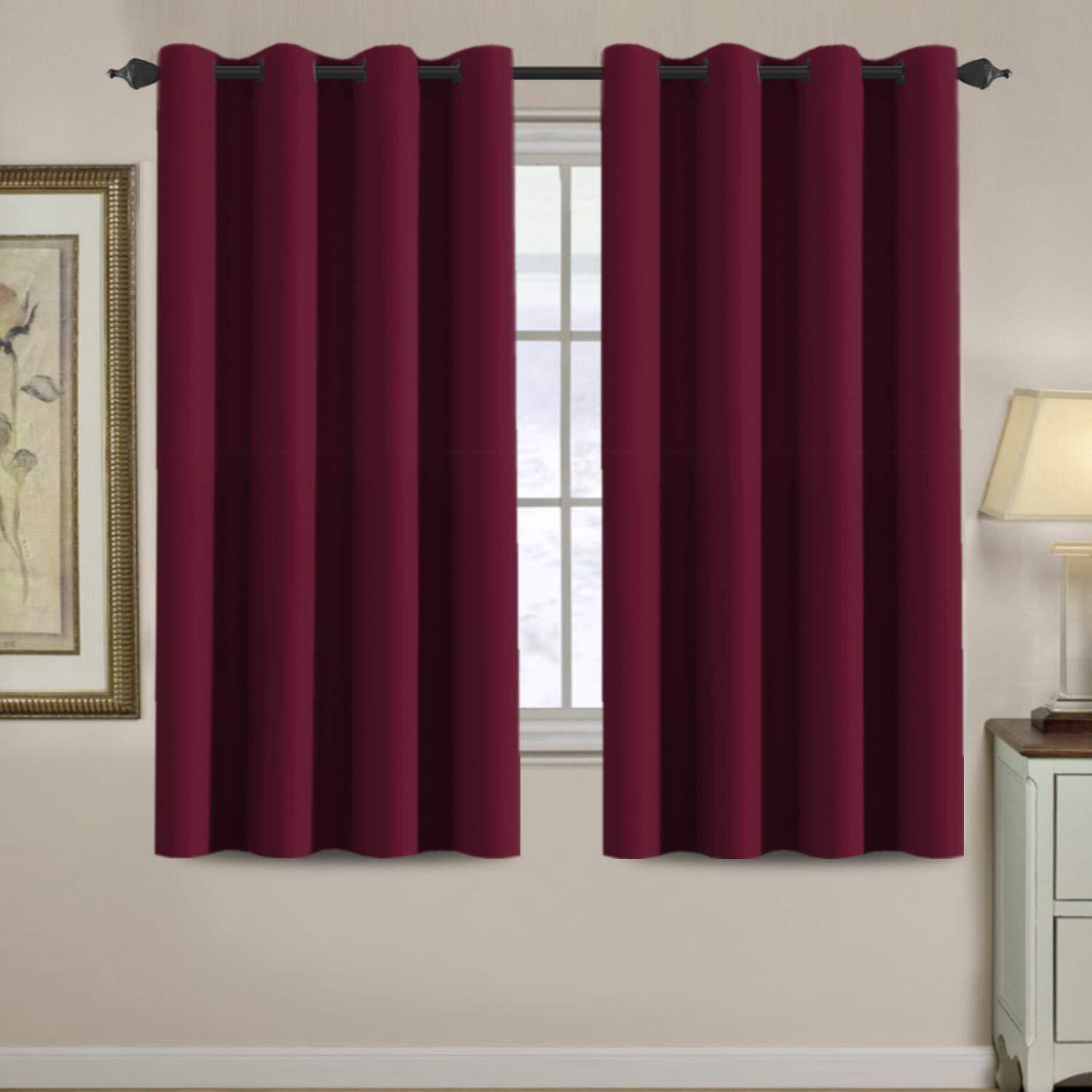 H.Versailtex Blackout Curtains For Living Roombedroom Ultra Soft And Smooth Thermal Insulated Grommet Red Blackout Curtains For Christmas, 52 By 63 Inch Long - Single Panel