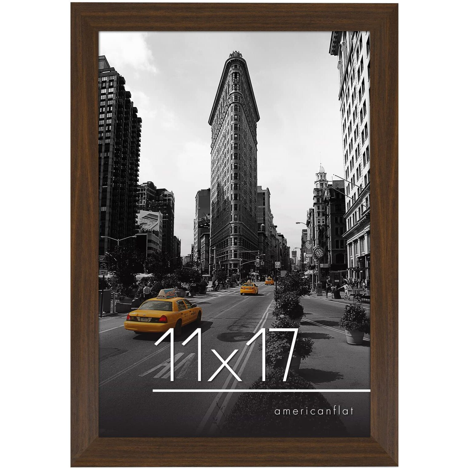 Americanflat 11X17 Walnut Picture Frame - Legal Sized Paper Display. - Composite Wood With Shatter Resistant Glass - Wall Mounted Horizontal And Vertical Formats