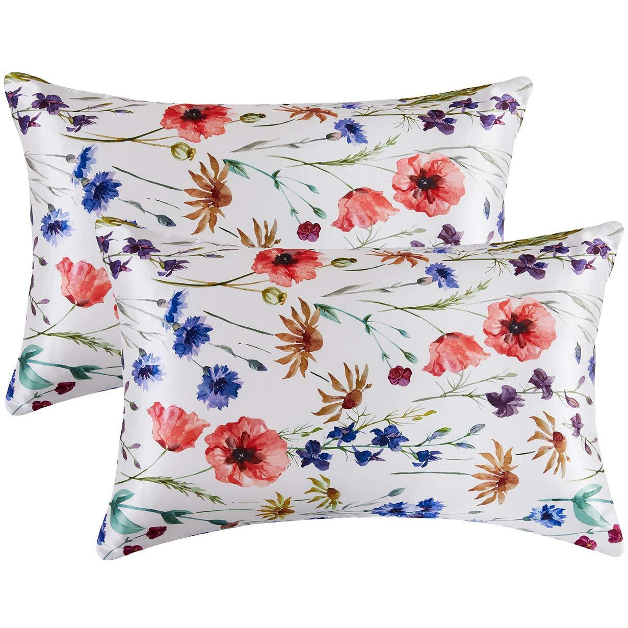 Mr&Hm Satin Pillowcase For Hair And Skin, Silk Satin Pillowcase 2 Pack, Queen Size Pillow Cases Set Of 2, Silky Pillow Cover With Envelope Closure (20X30, Pattern3)