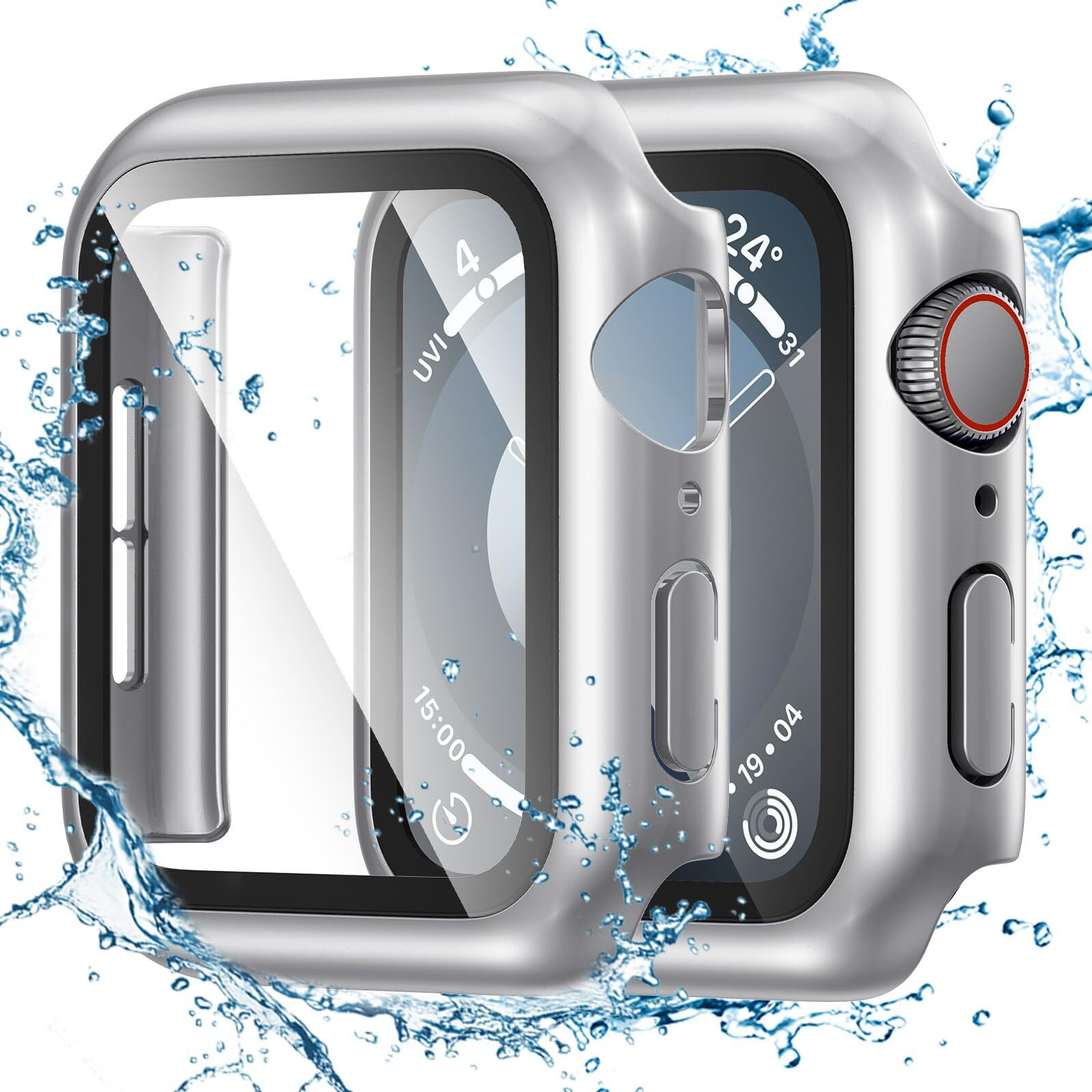 Tensea For Waterproof Apple Watch Screen Protector Case Series 9 8 7 41Mm Accessories, Iwatch Protective Pc Face Cover Built-In Tempered Glass Film, Sweatproof Bumper For Women Men, 41 Mm