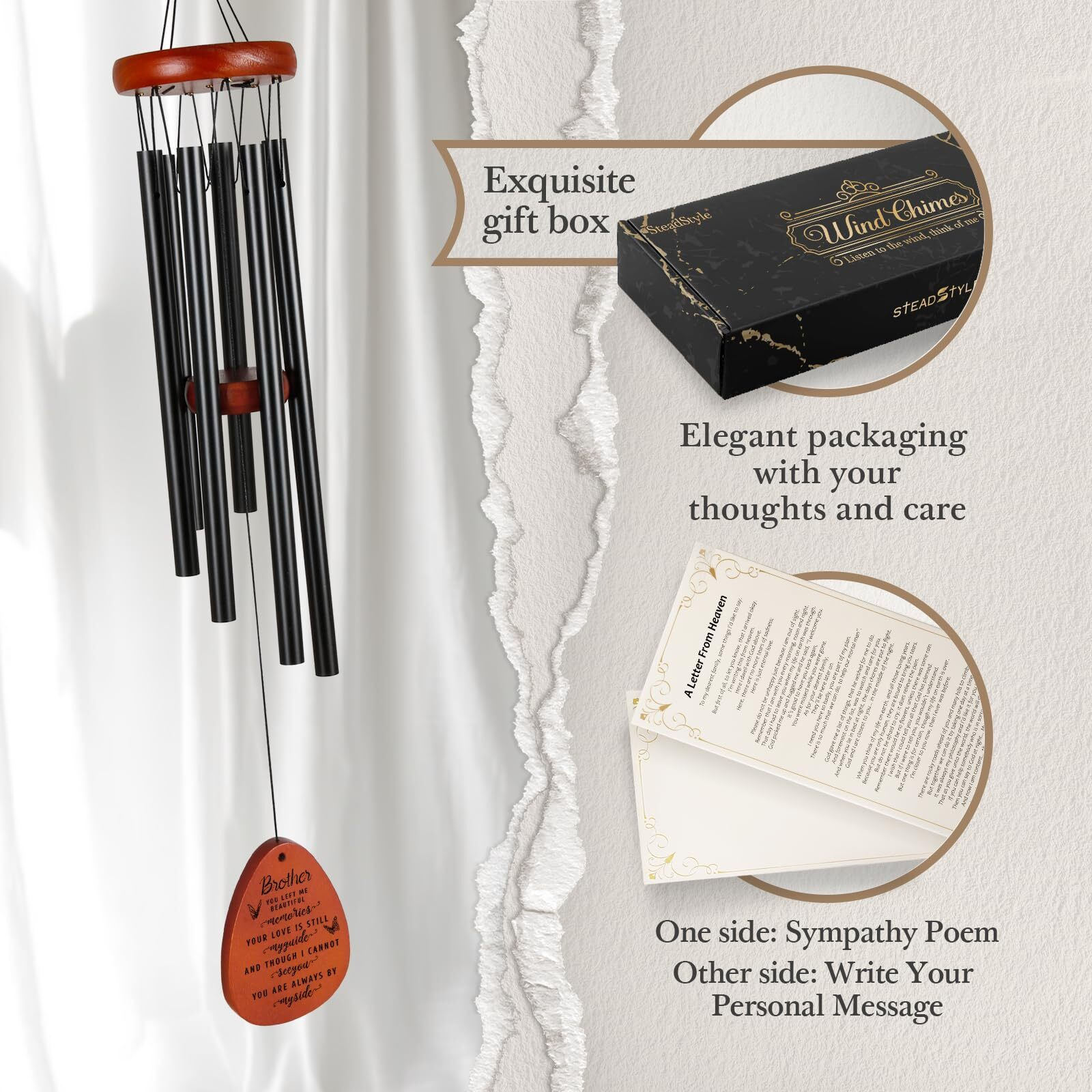 Steadstyle Memorial Gifts For Loss Of Brother - Memorial Wind Chimes, Sympathy Gifts For Loss Of Brother, Bereavement Gifts For Loss Of Brother, Memorial Gifts