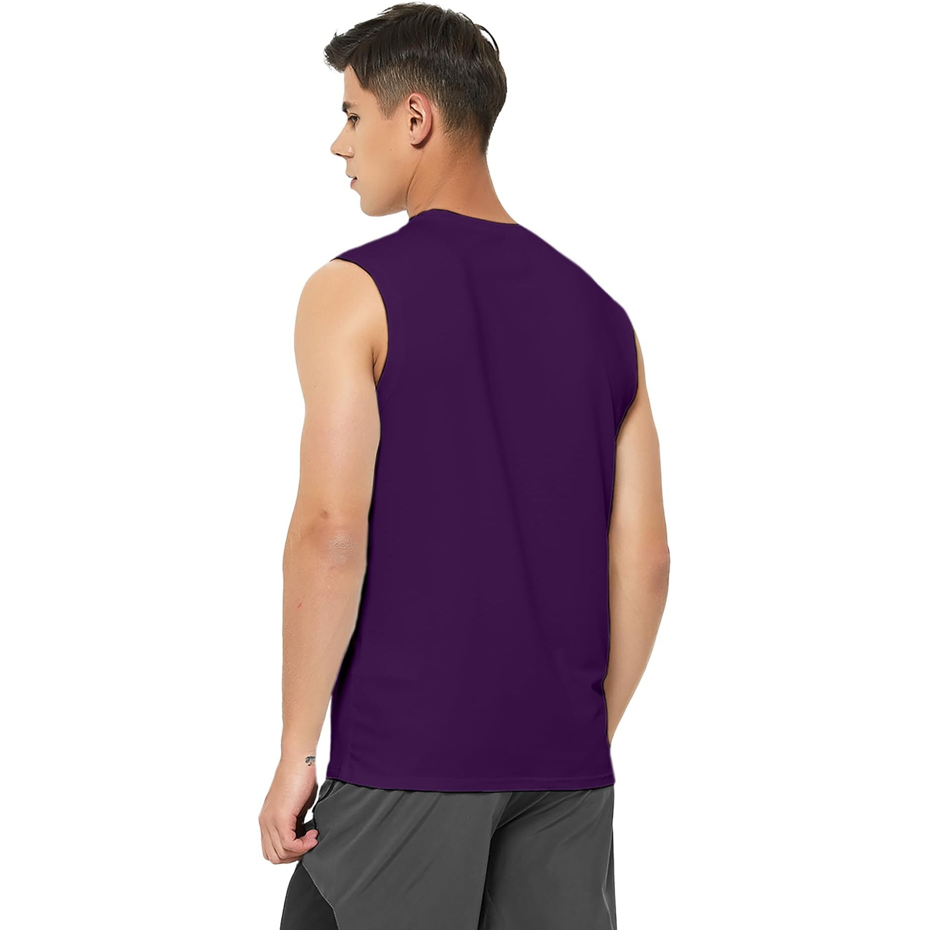 Demozu Men's Sleeveless Workout Swim Shirts Quick Dry Athletic Running Gym Muscle Shirts Beach Tank Top Big And Tall, Purple, Xxl