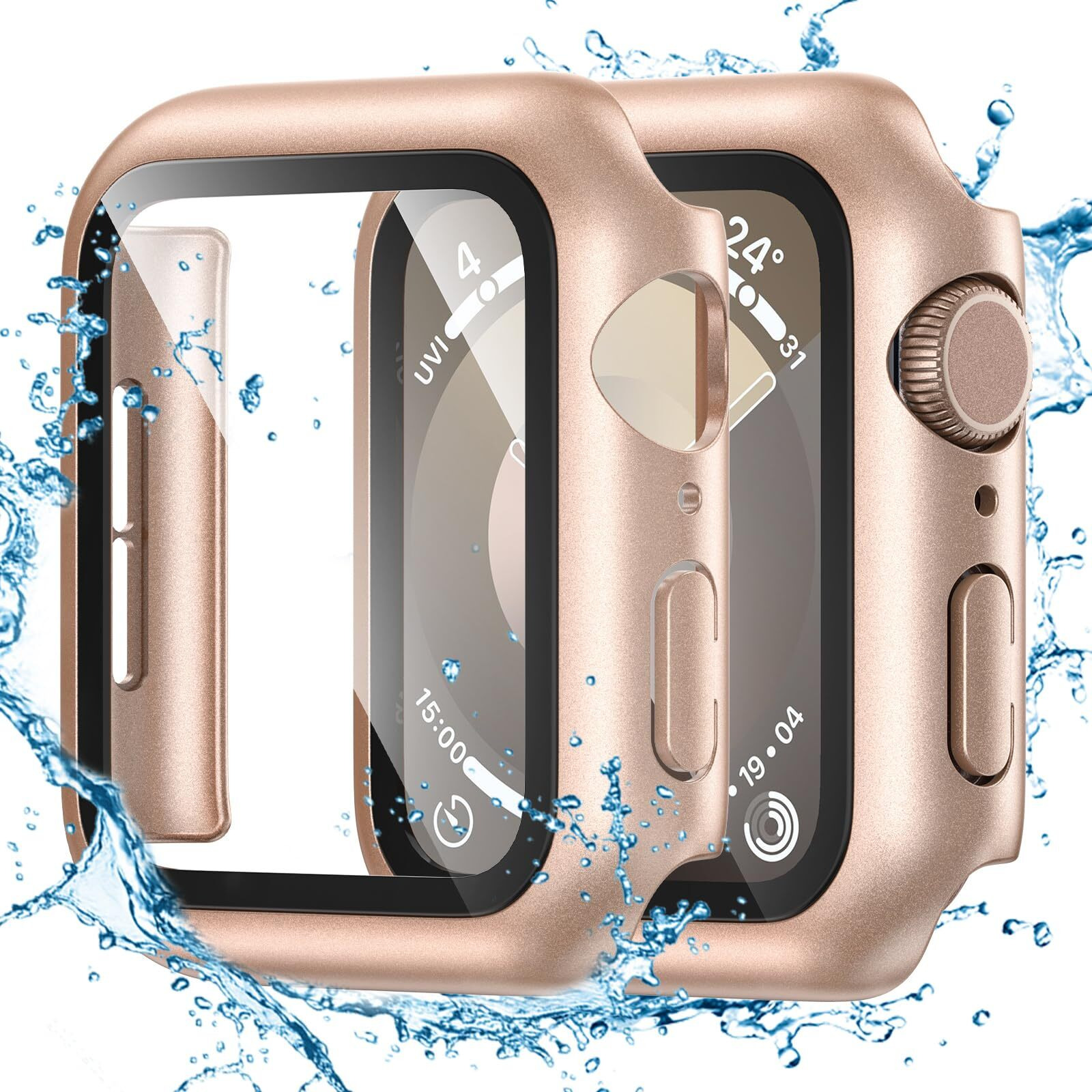 Tensea For Waterproof Apple Watch Screen Protector Case Series 9 8 7 41Mm Accessories, Iwatch Protective Pc Face Cover Built-In Tempered Glass Film, Sweatproof Bumper For Women Men, 41 Mm